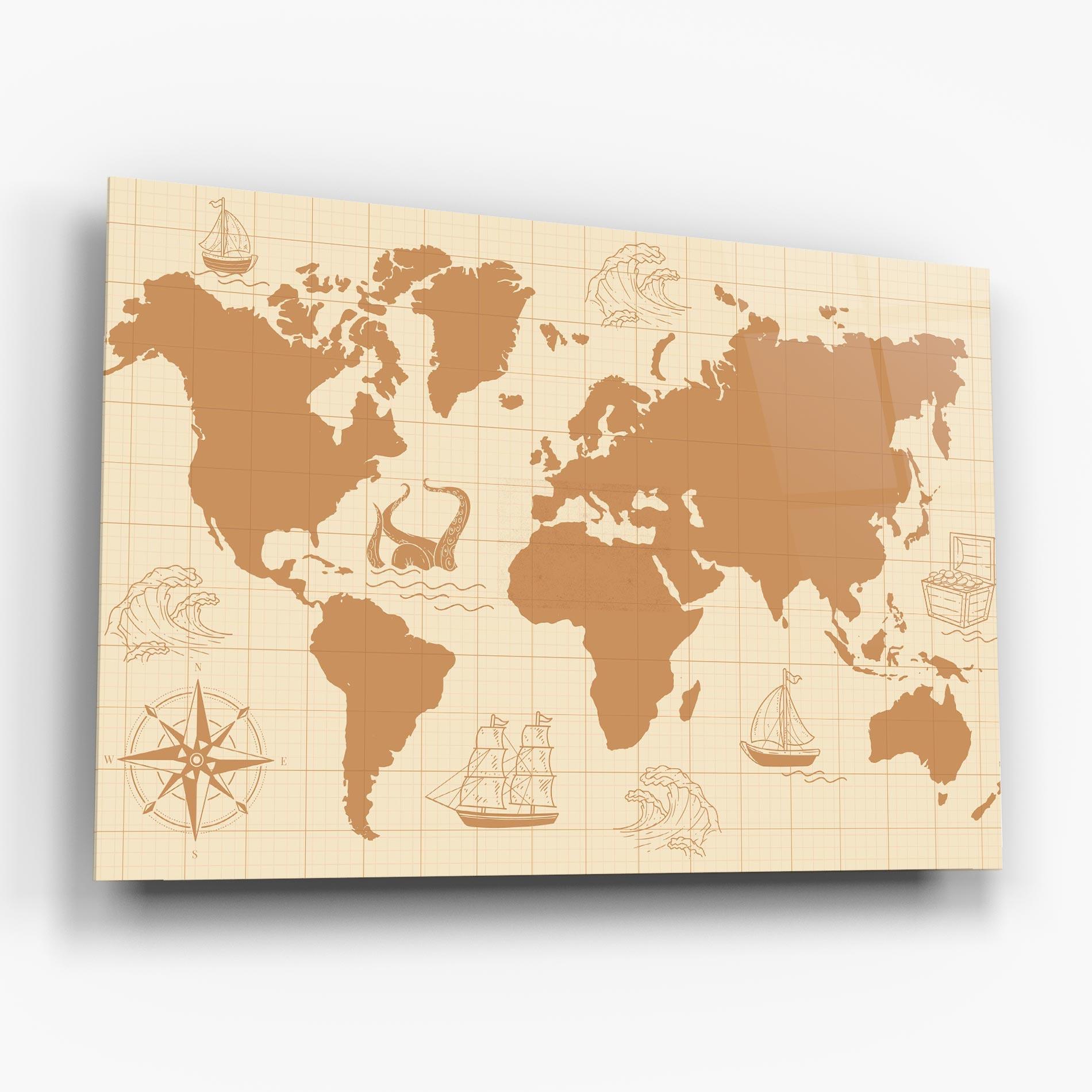 Üvegkép Light Cream Map mockup 6