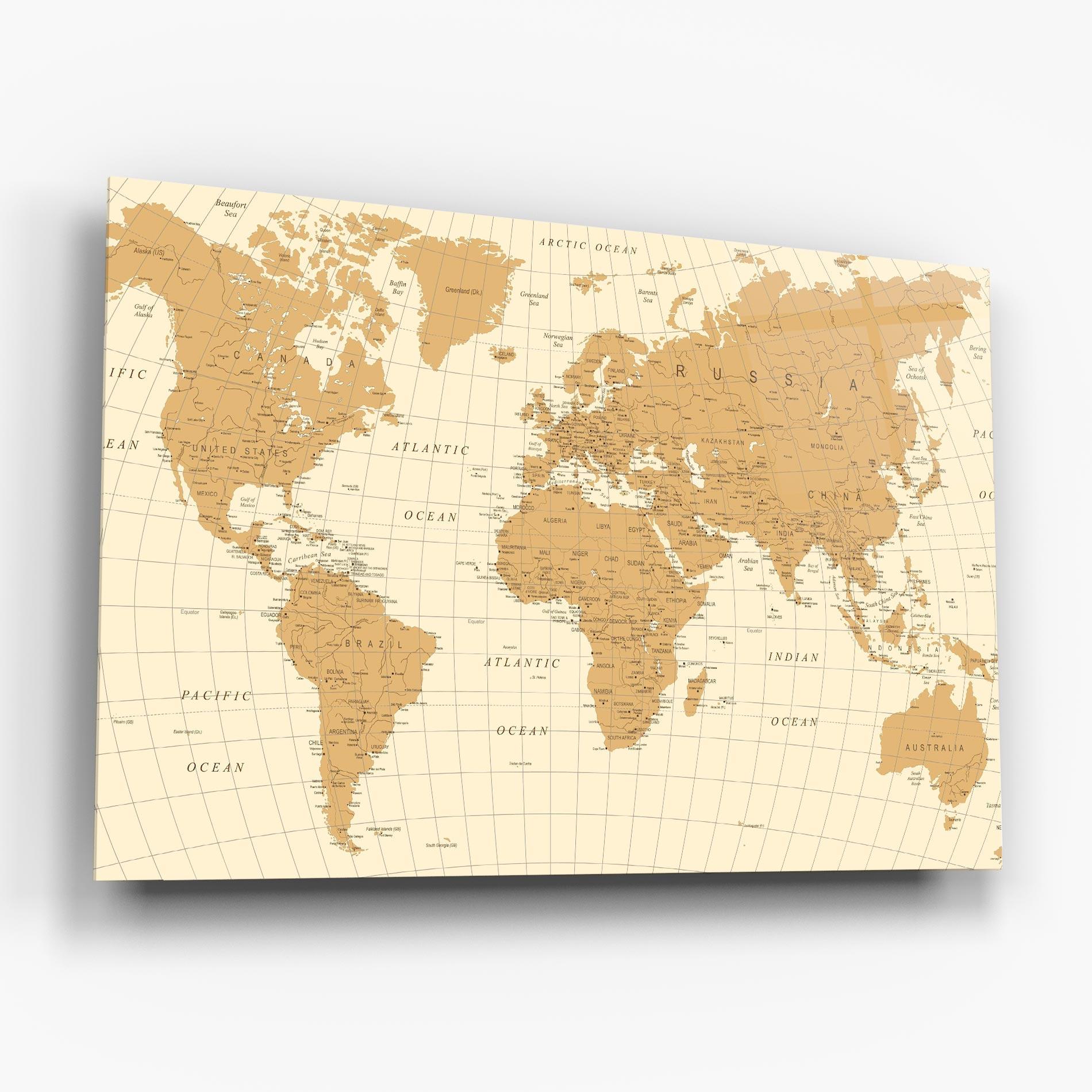 Üvegkép Old Map Cream mockup 6