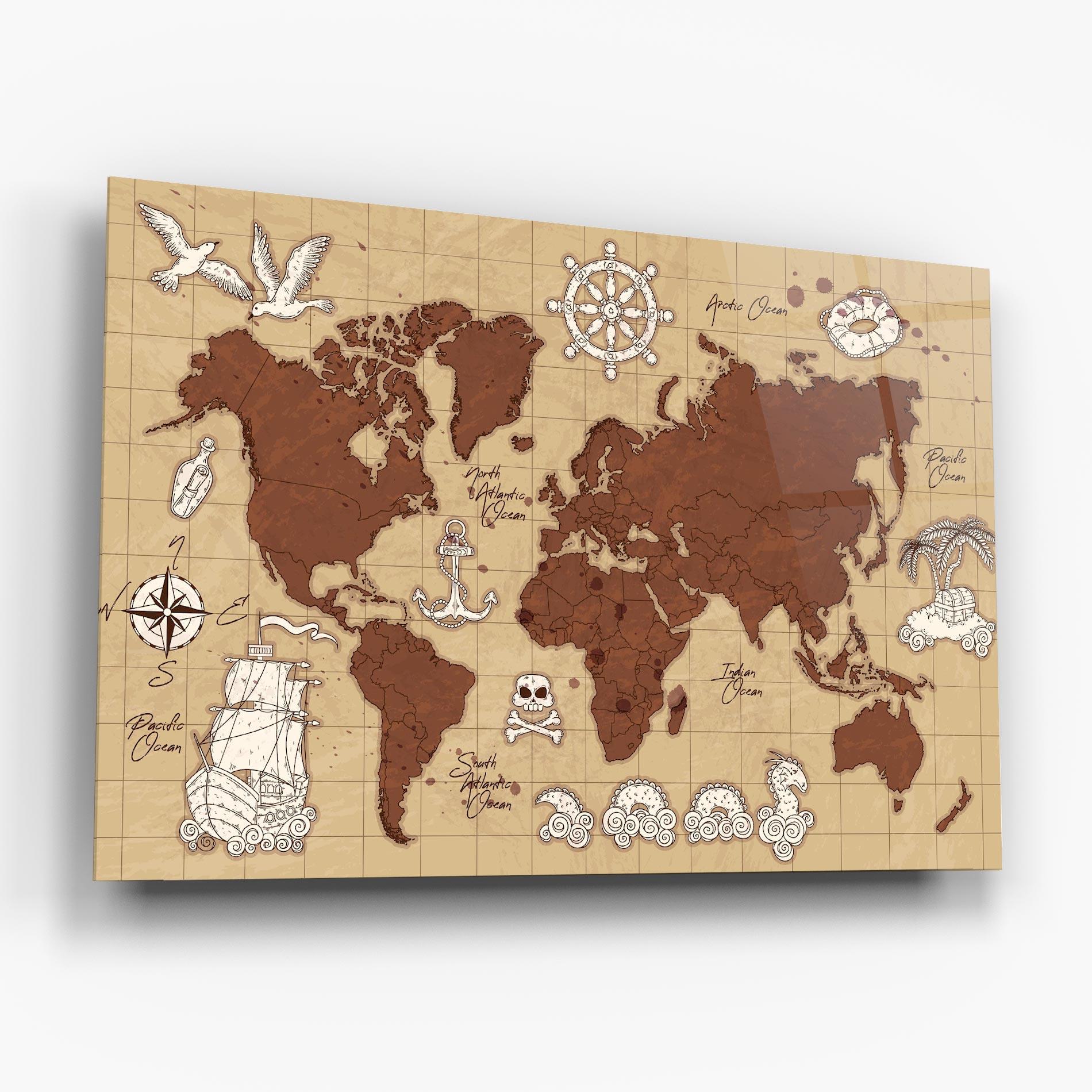 Üvegkép Old Pirate Map mockup 6