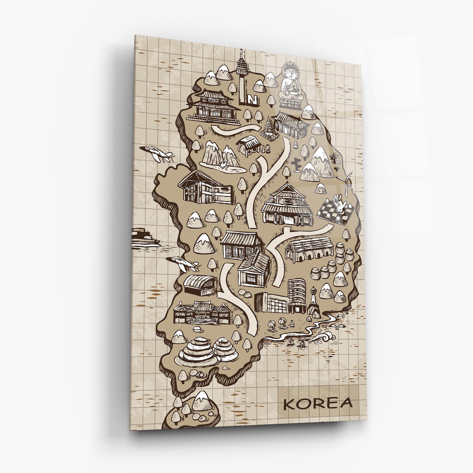 Üvegkép Old Korea Map mockup 6