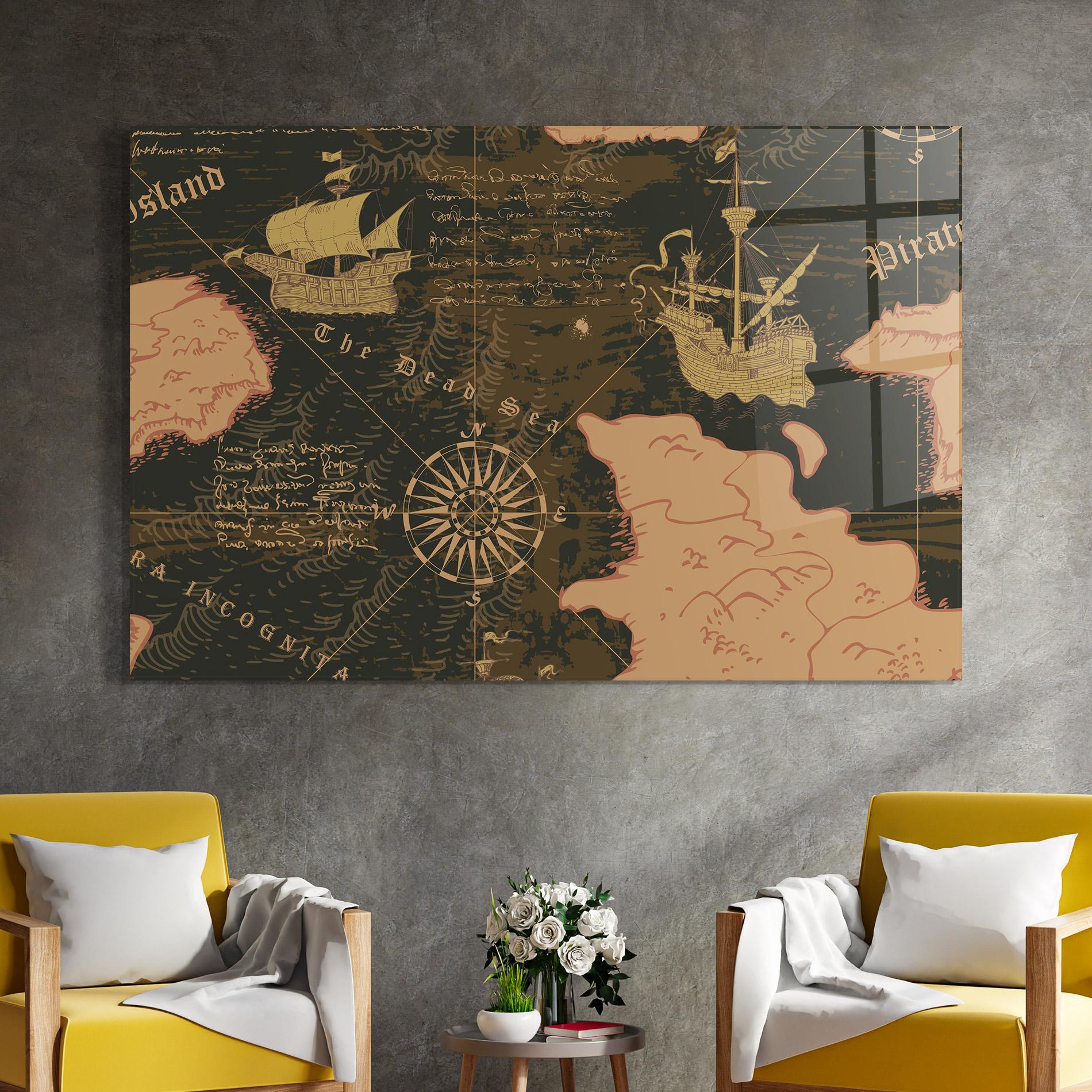 Üvegkép Cool Old Map mockup 4