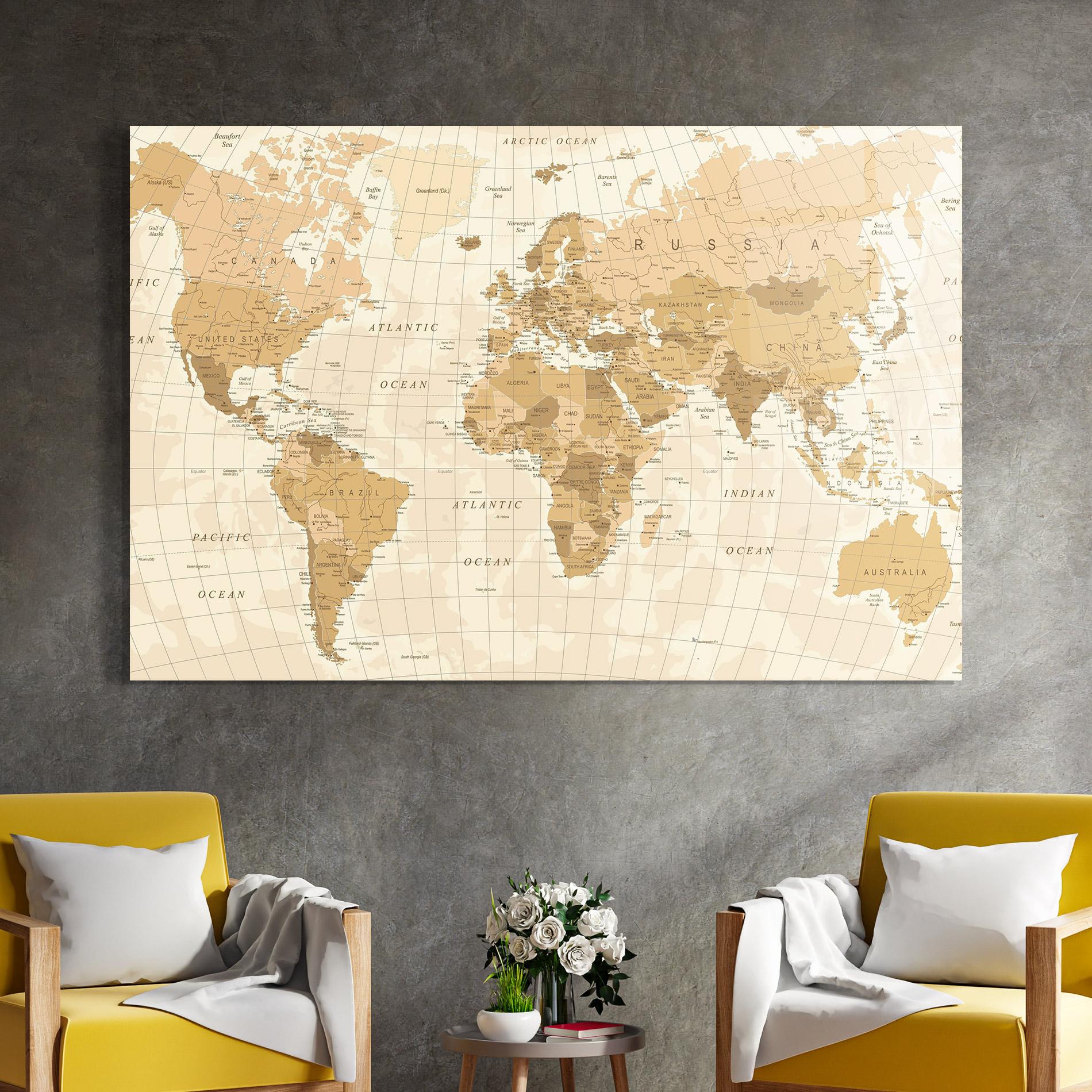 Üvegkép Cream Color Map mockup 4