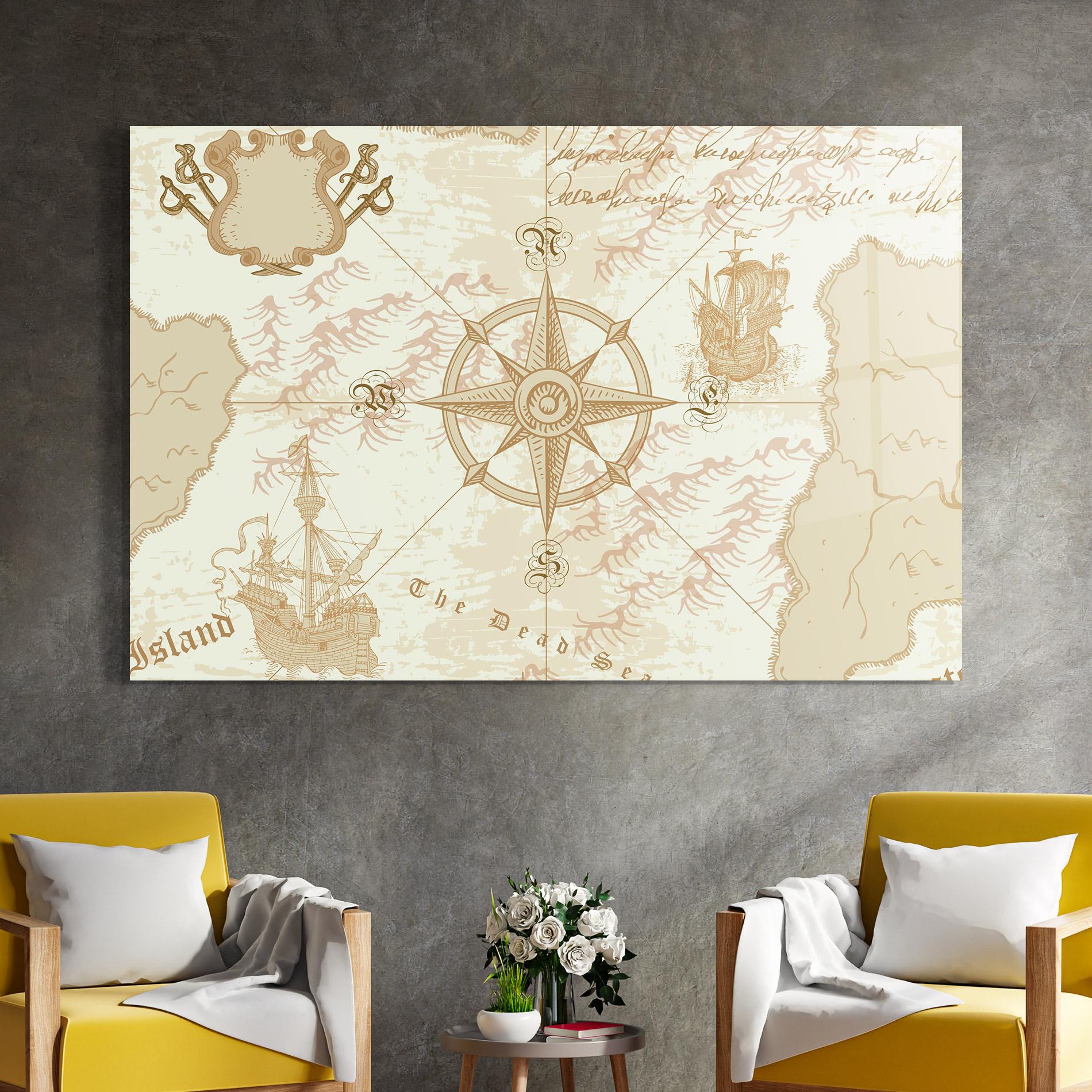 Üvegkép Cream Compass mockup 4