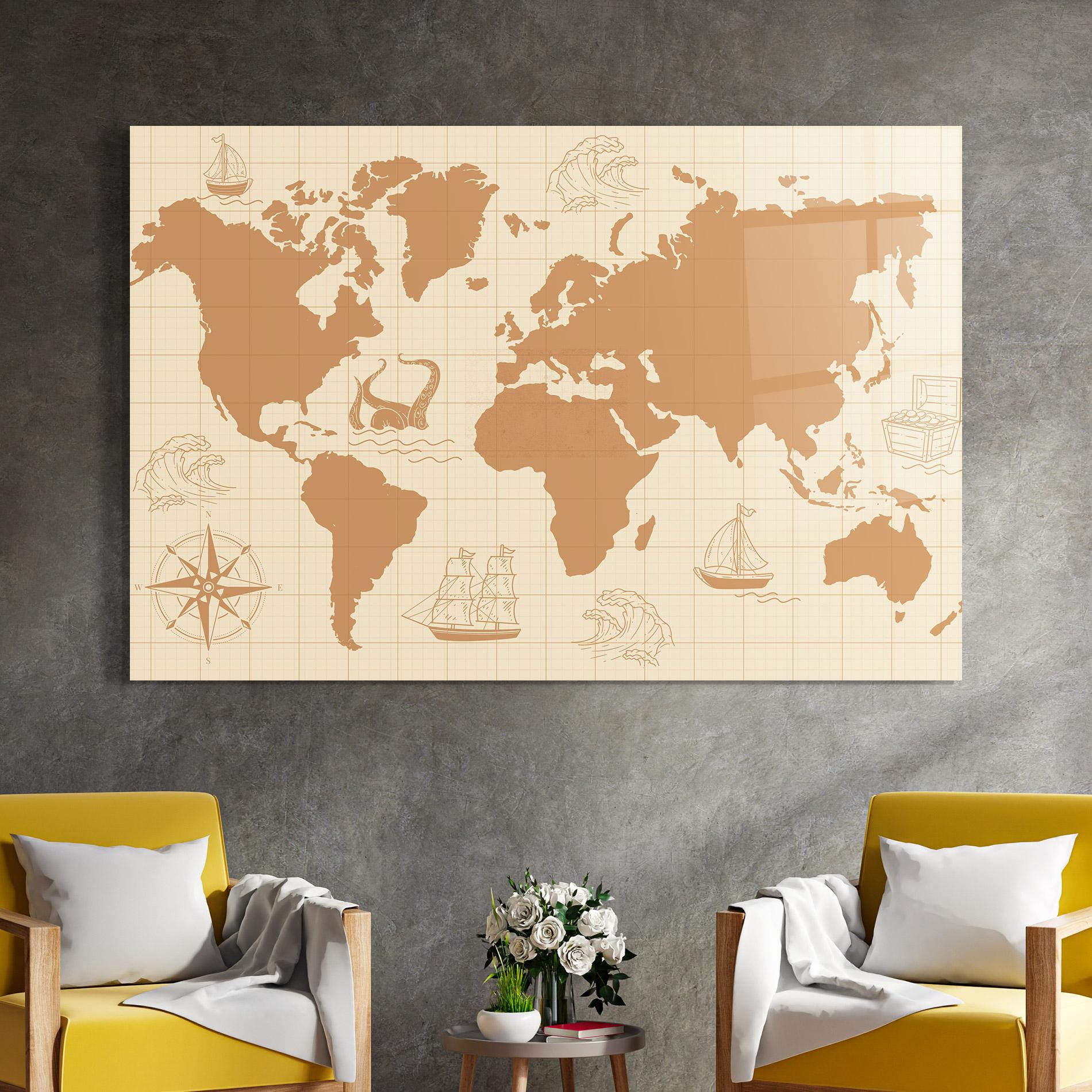 Üvegkép Light Cream Map mockup 4