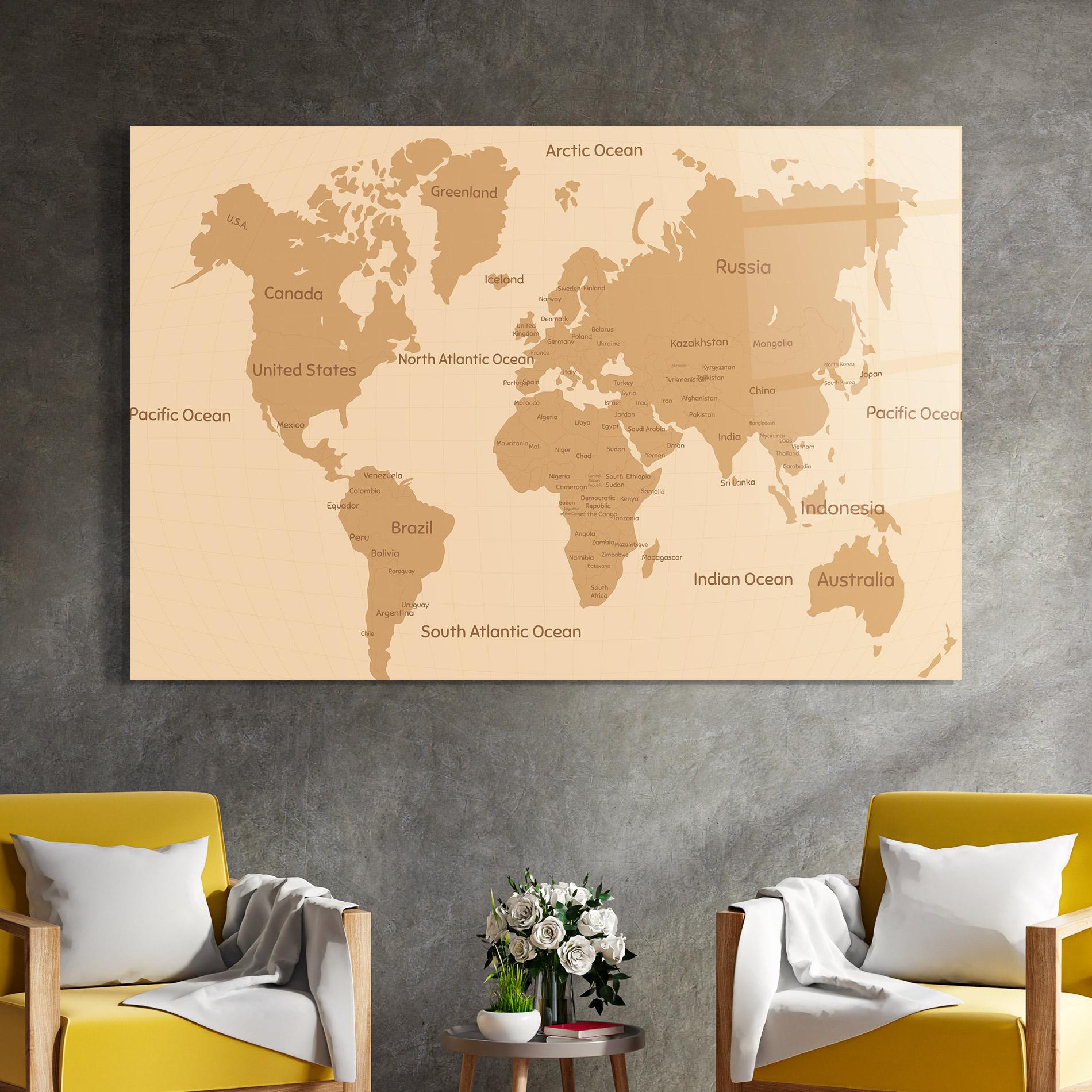 Üvegkép Ocean Old Map mockup 4