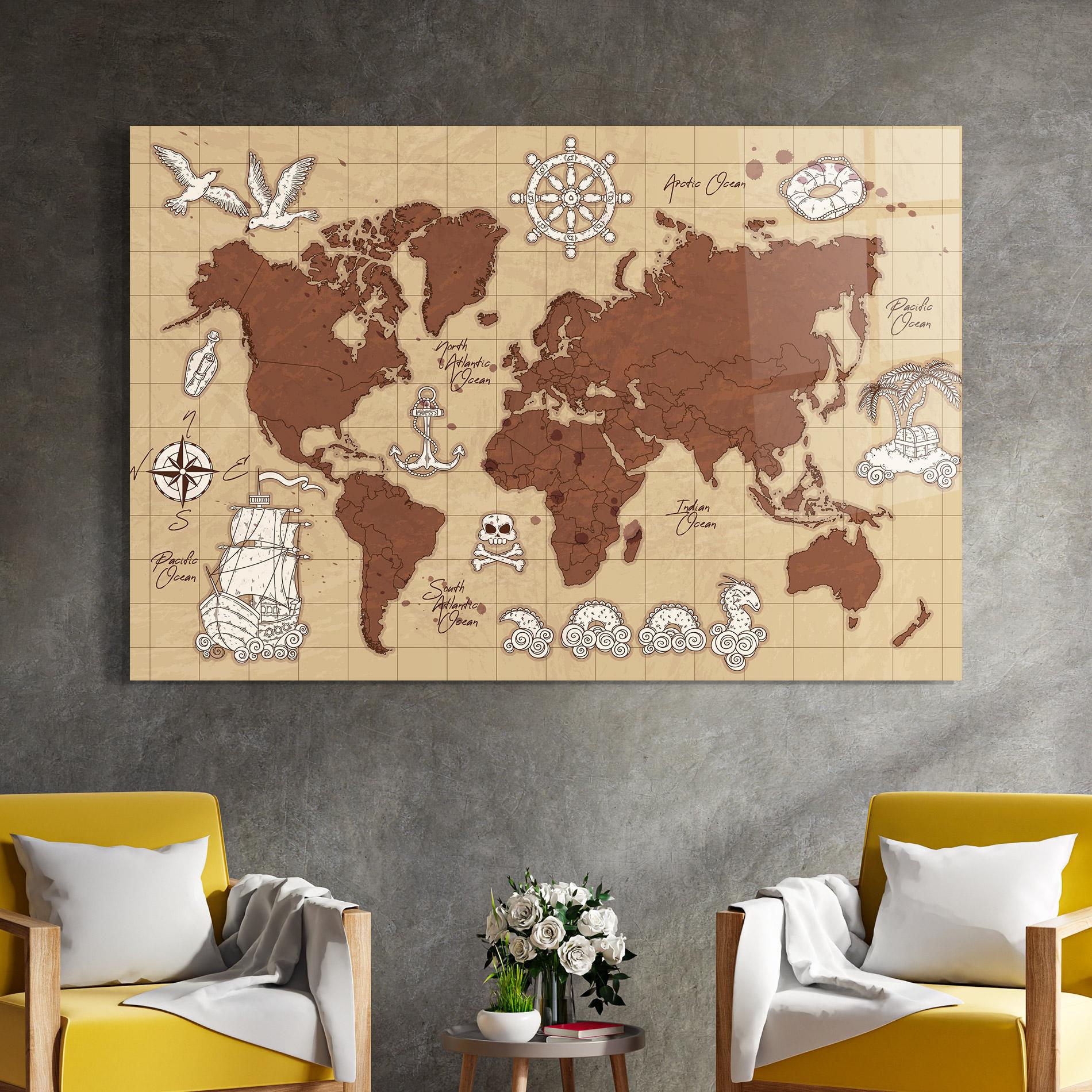 Üvegkép Old Pirate Map mockup 4