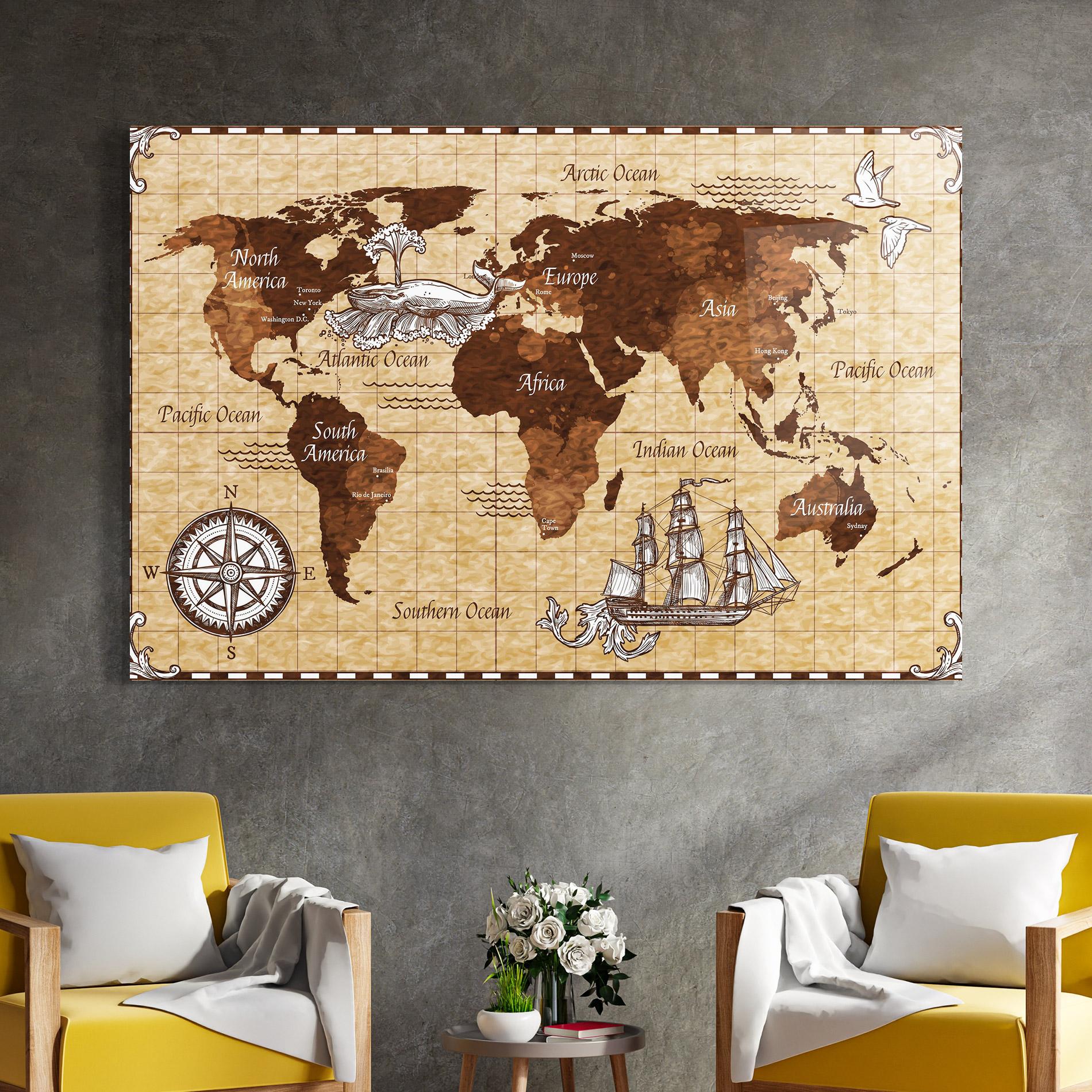 Üvegkép Pirate World Map mockup 4