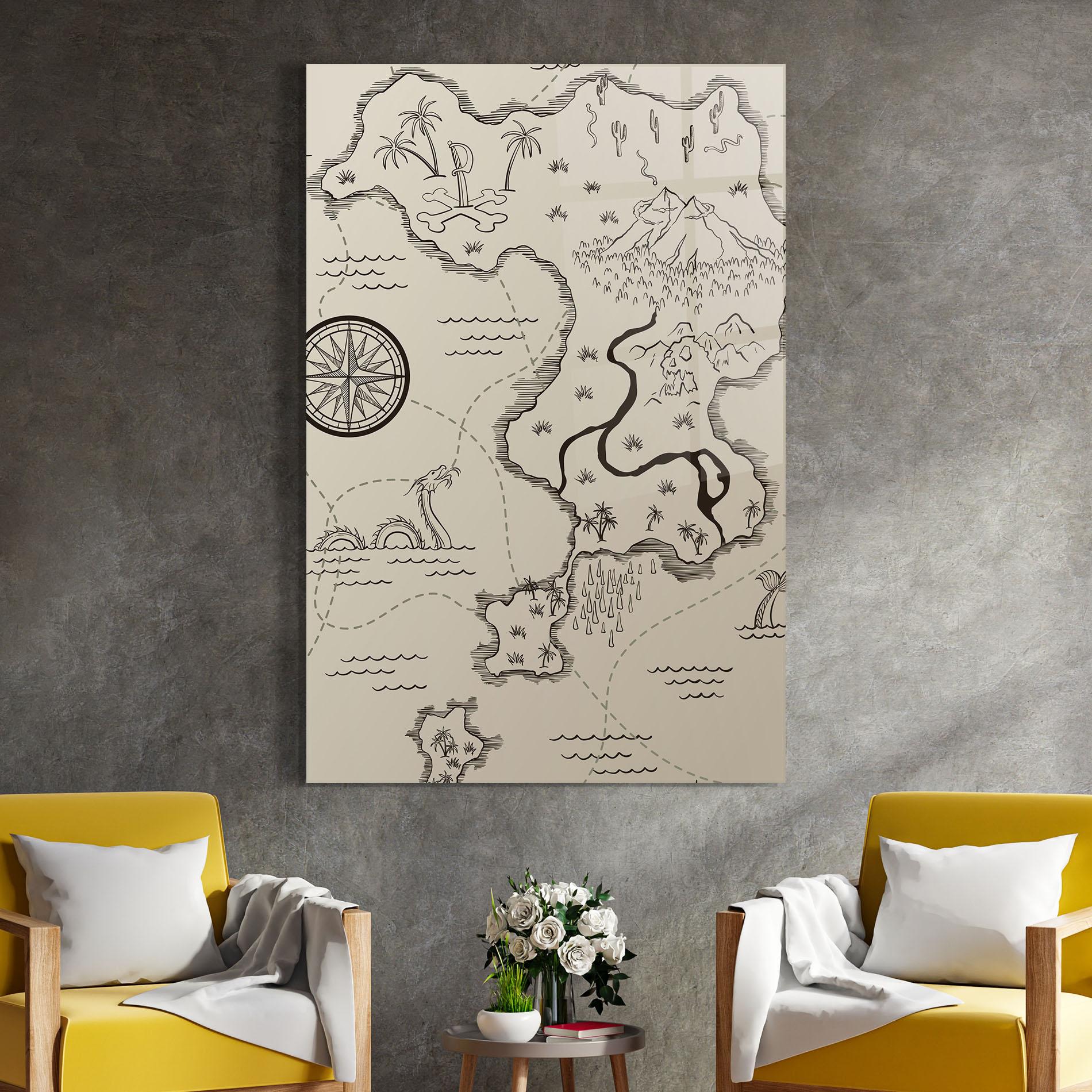 Üvegkép Cream Island Map mockup 4