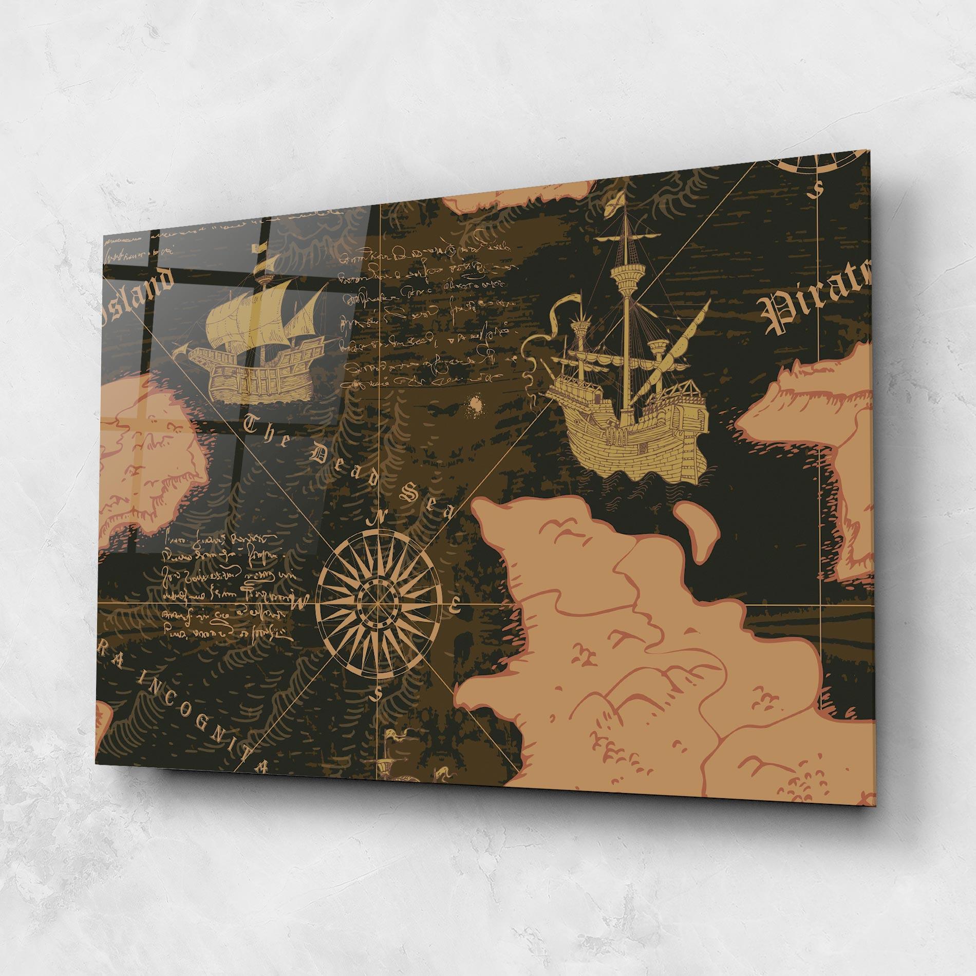 Üvegkép Cool Old Map mockup 1