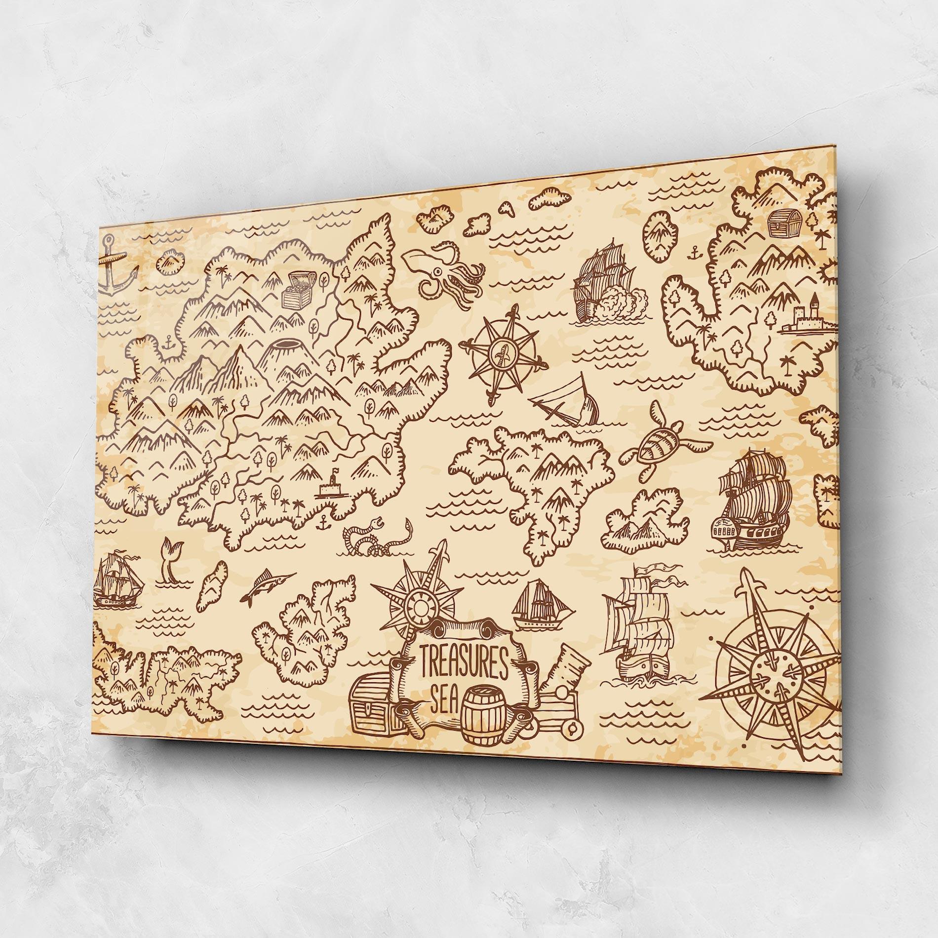 Üvegkép Cream Coffee Map mockup 1