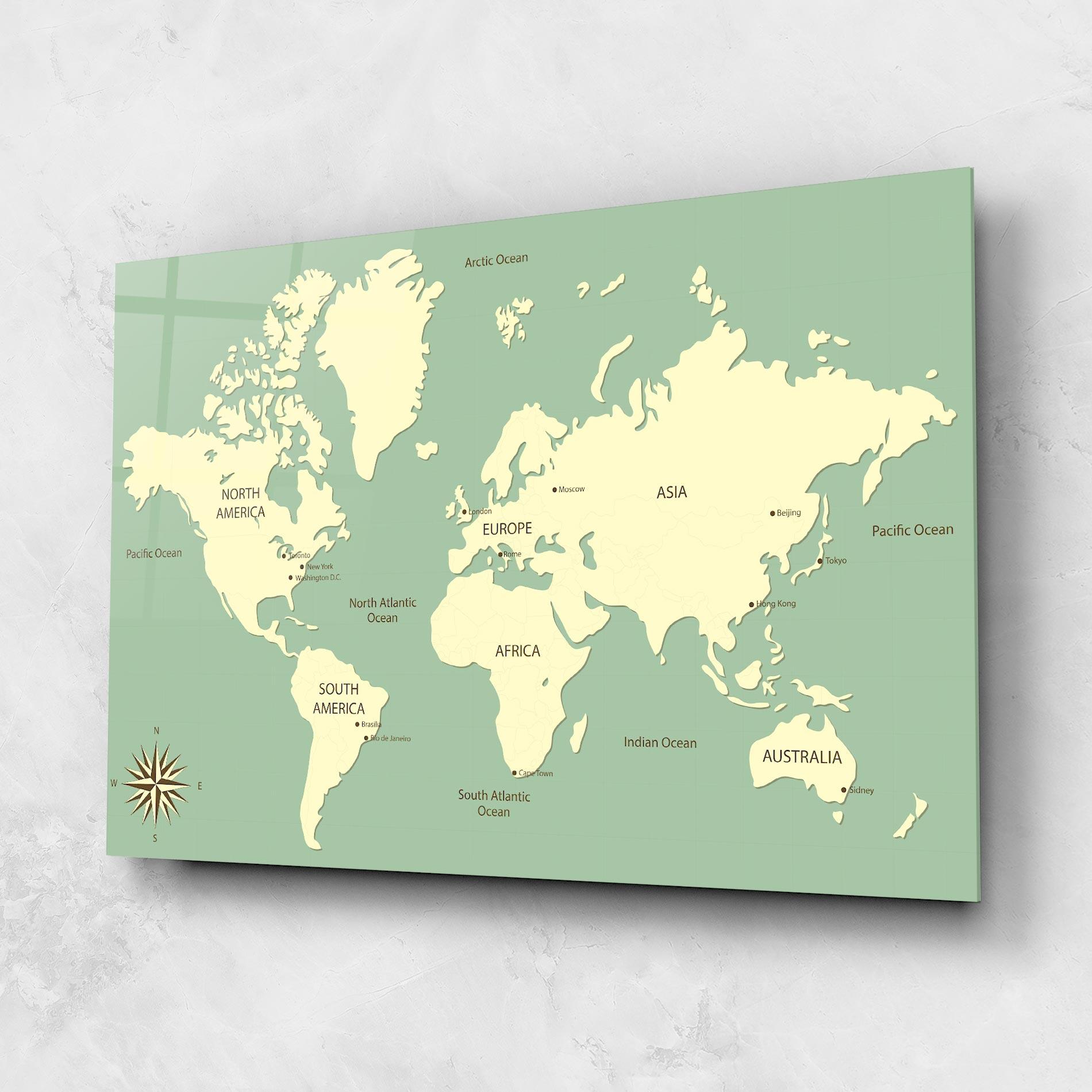 Üvegkép Green Cream Map mockup 1