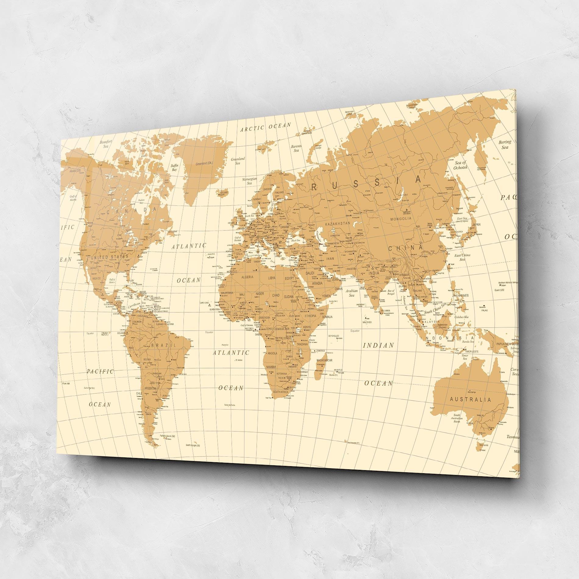 Üvegkép Old Map Cream mockup 1