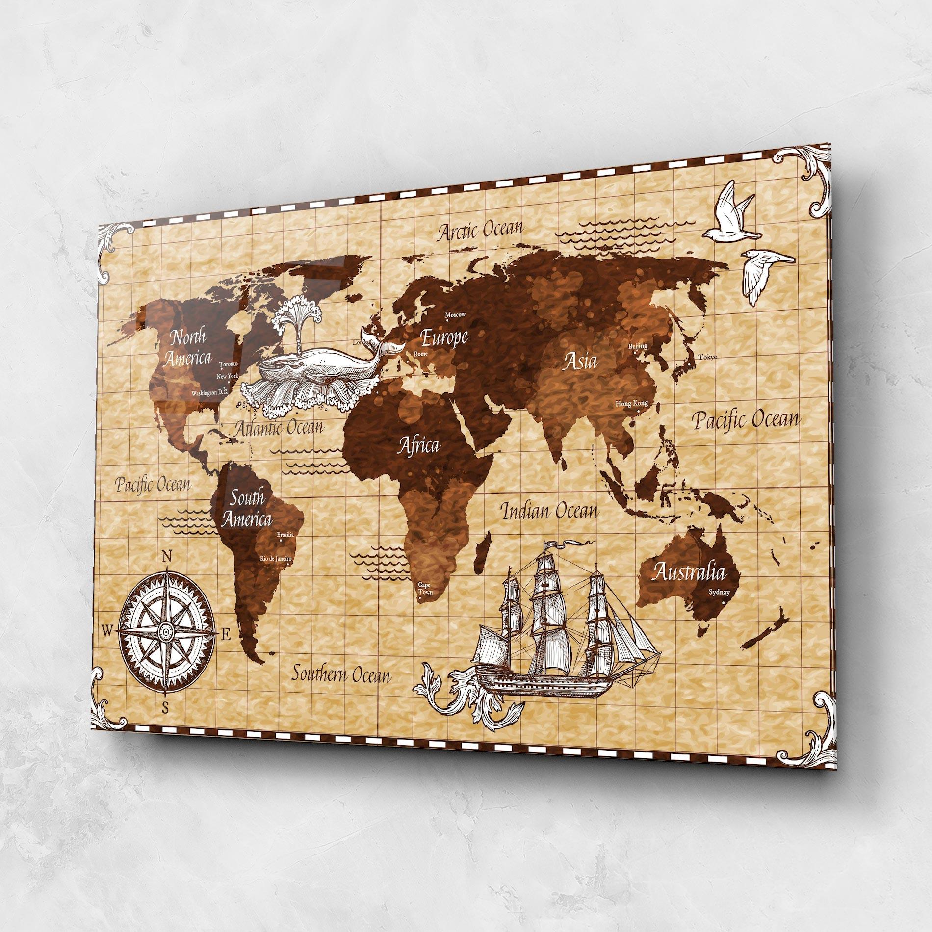 Üvegkép Pirate World Map mockup 1
