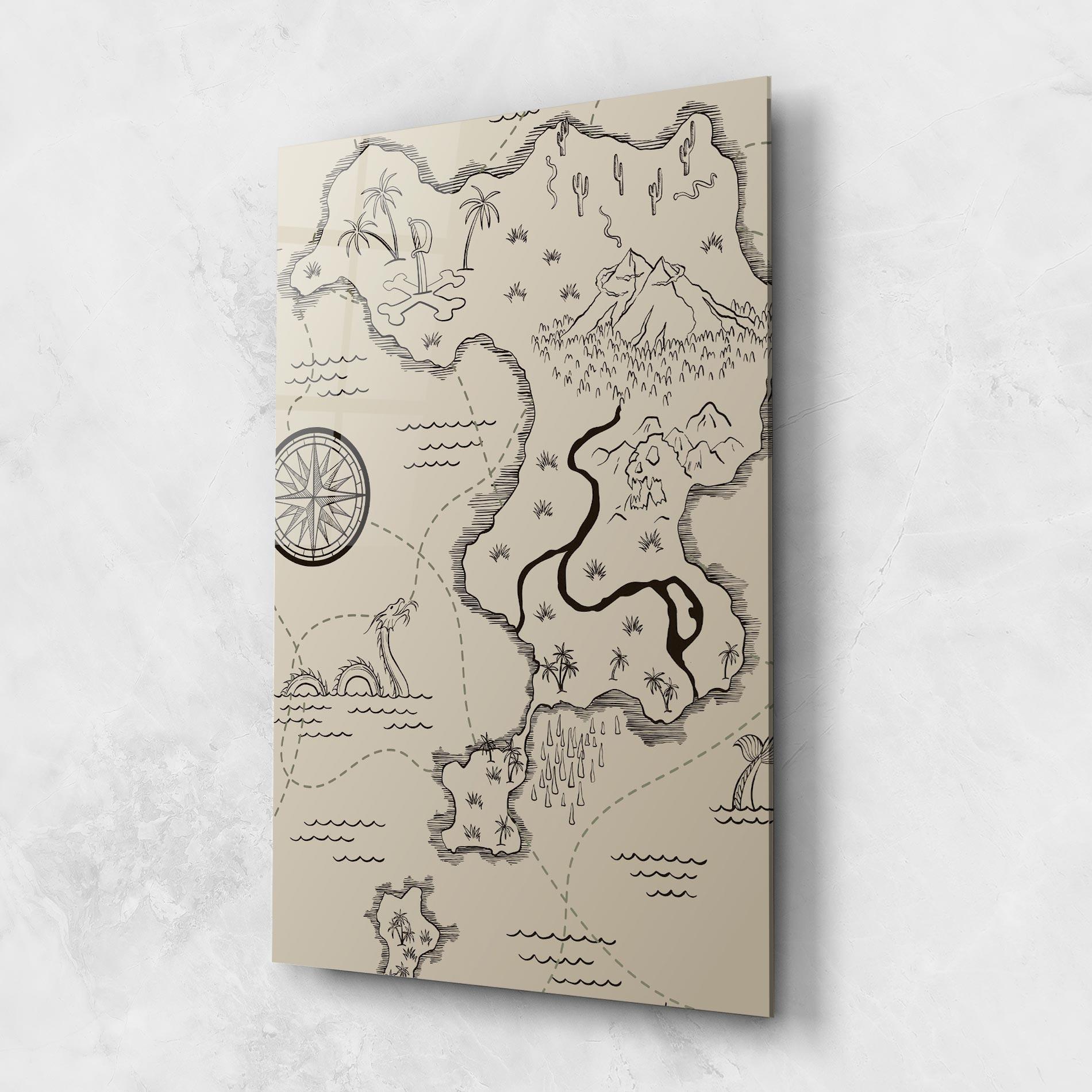 Üvegkép Cream Island Map mockup 1