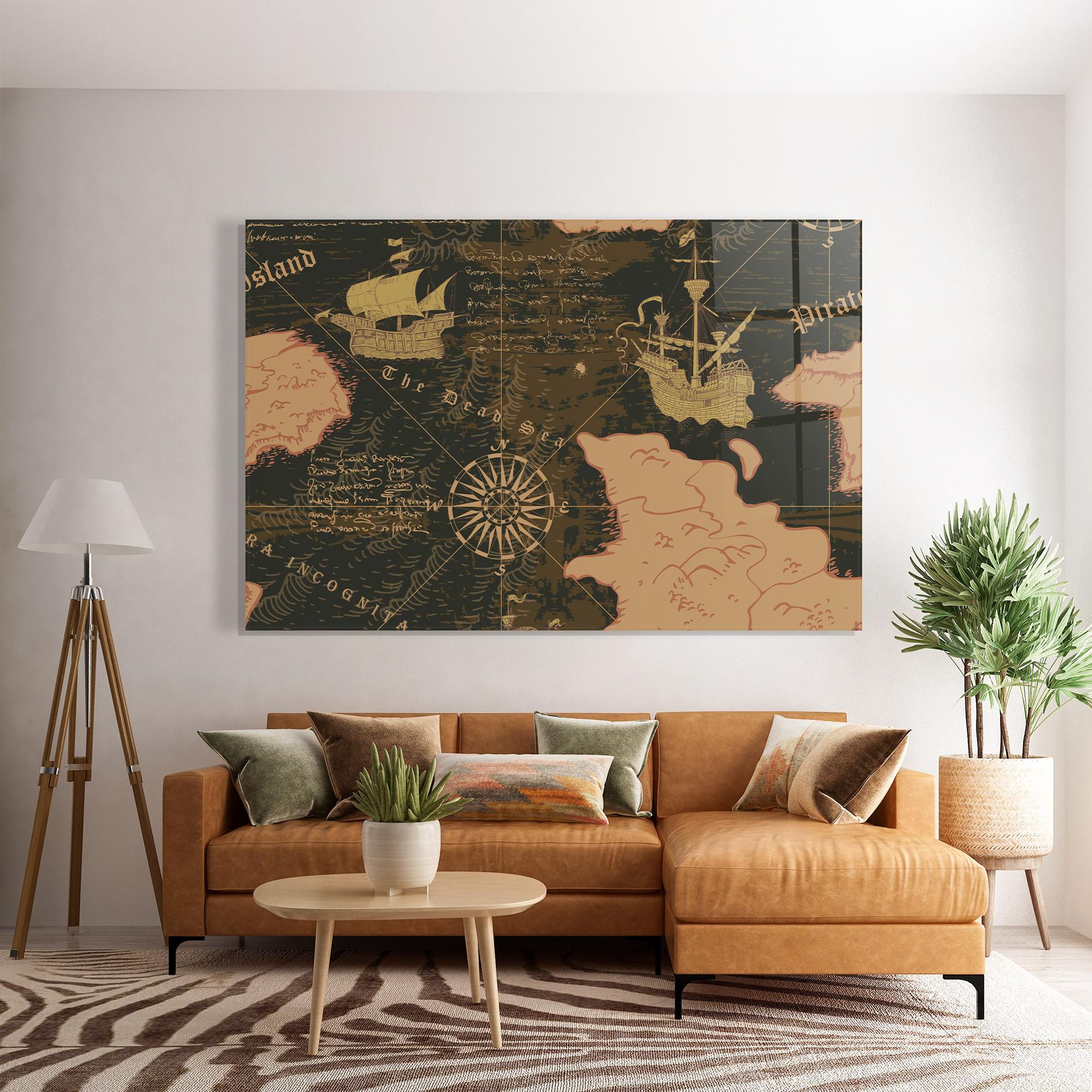 Üvegkép Cool Old Map mockup 7