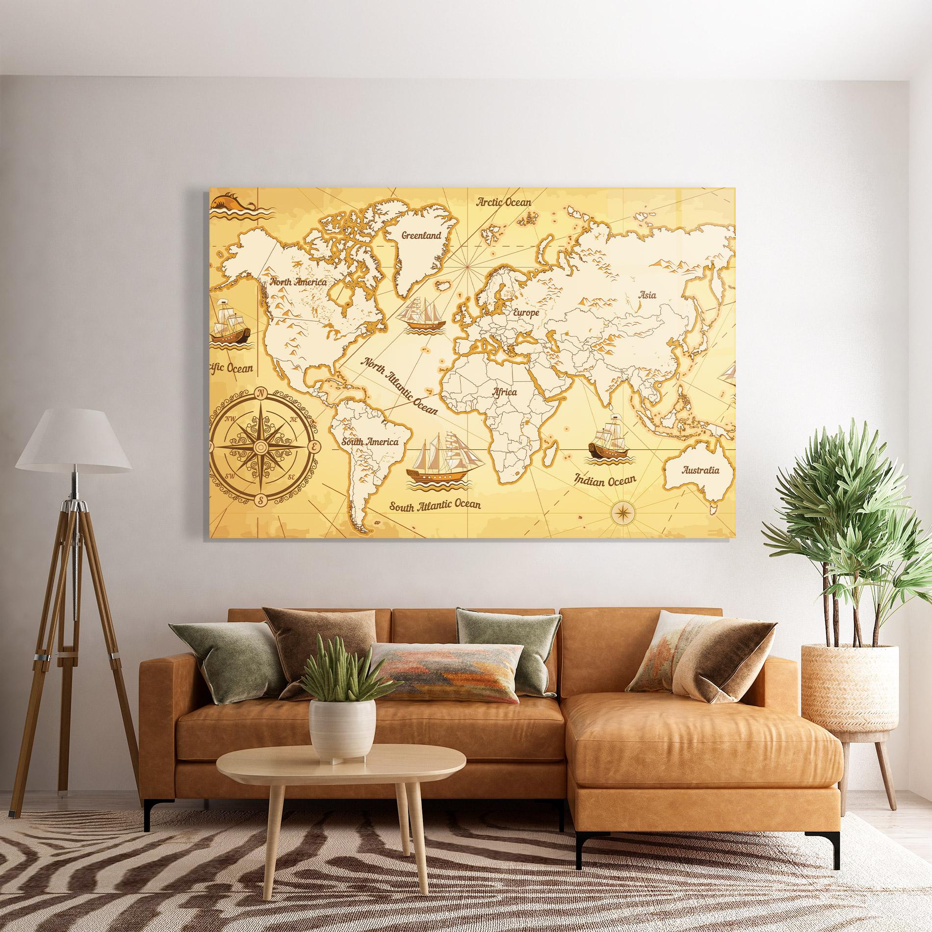 Üvegkép Gold Vintage Map mockup 7