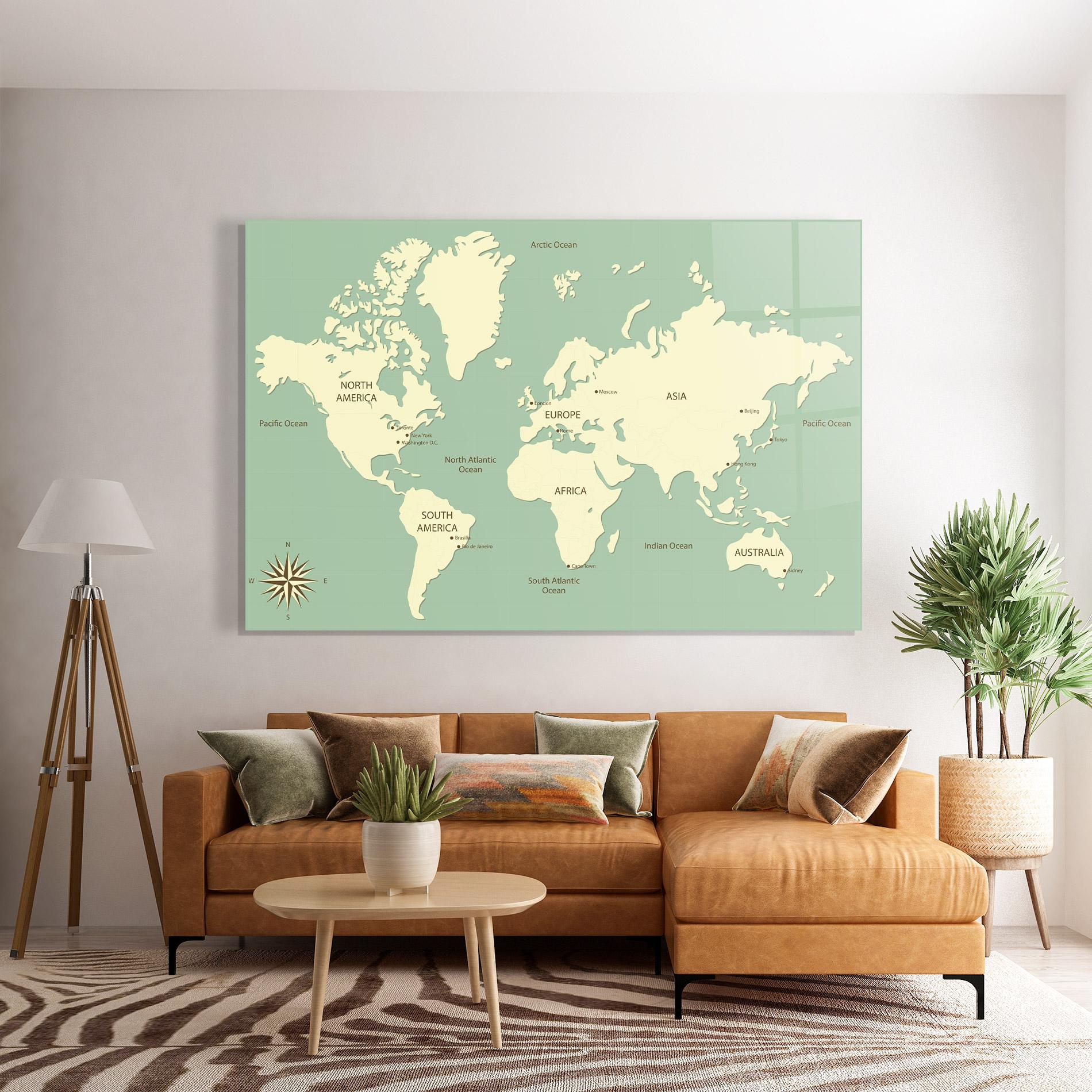 Üvegkép Green Cream Map mockup 7