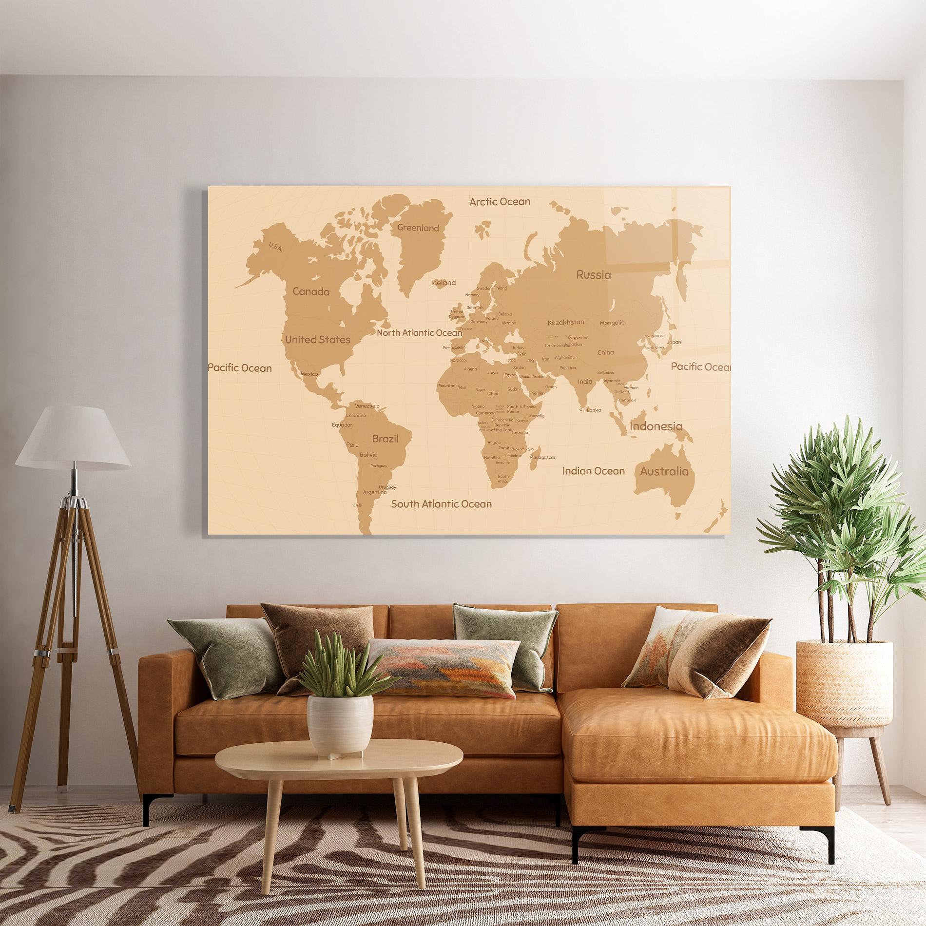 Üvegkép Ocean Old Map mockup 7