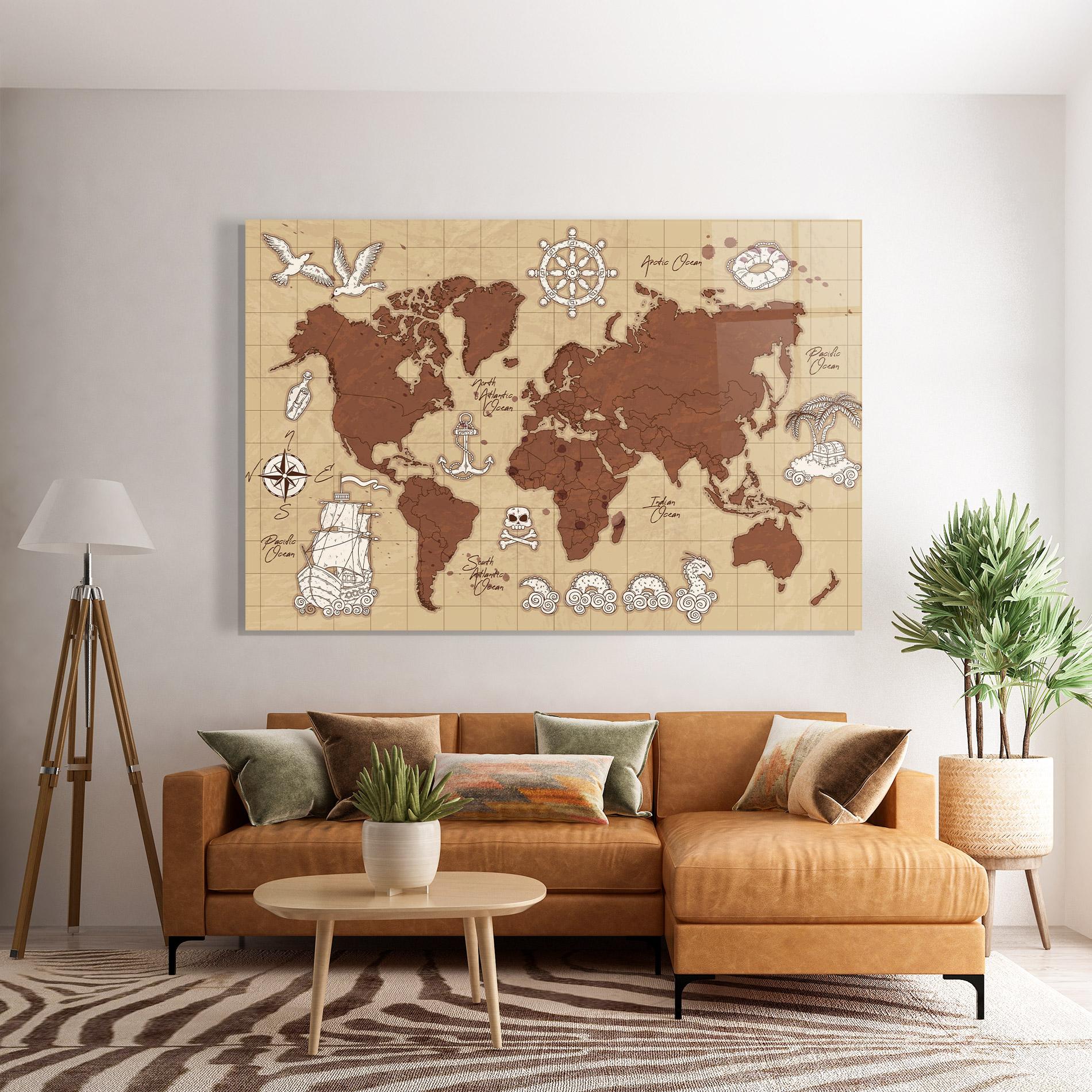 Üvegkép Old Pirate Map mockup 7