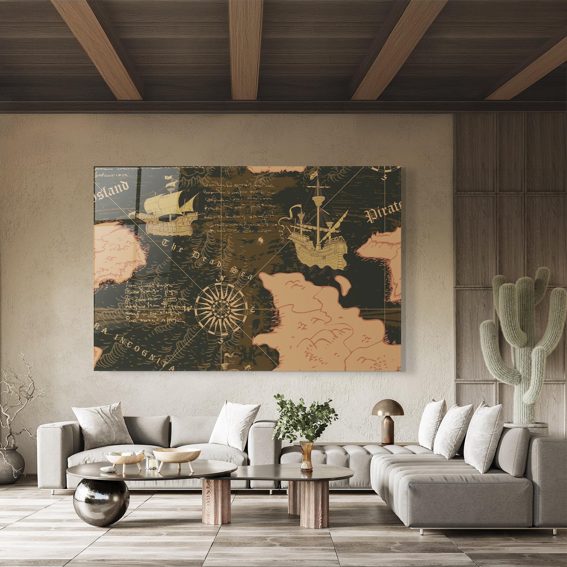 Üvegkép Cool Old Map mockup 8