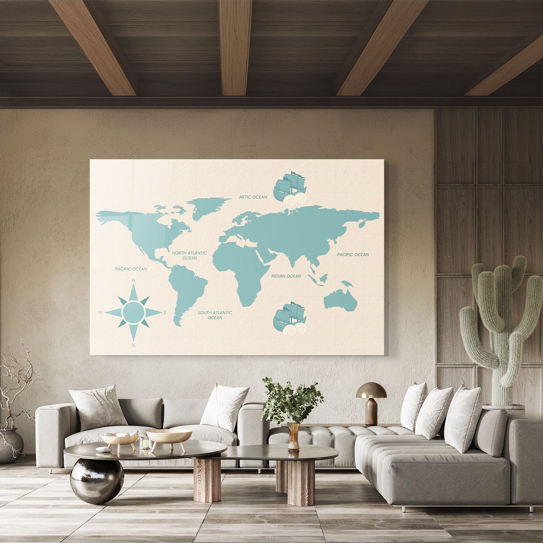 Cream Blue Map mockup 8