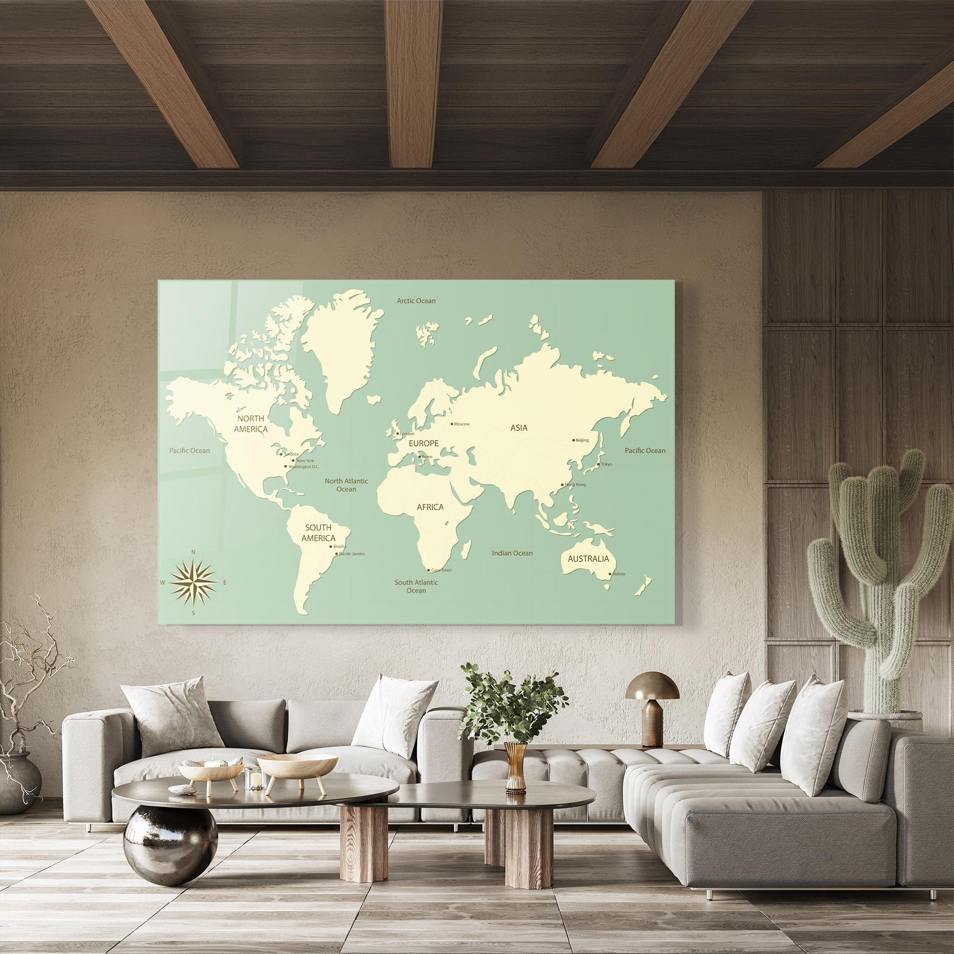 Üvegkép Green Cream Map mockup 8