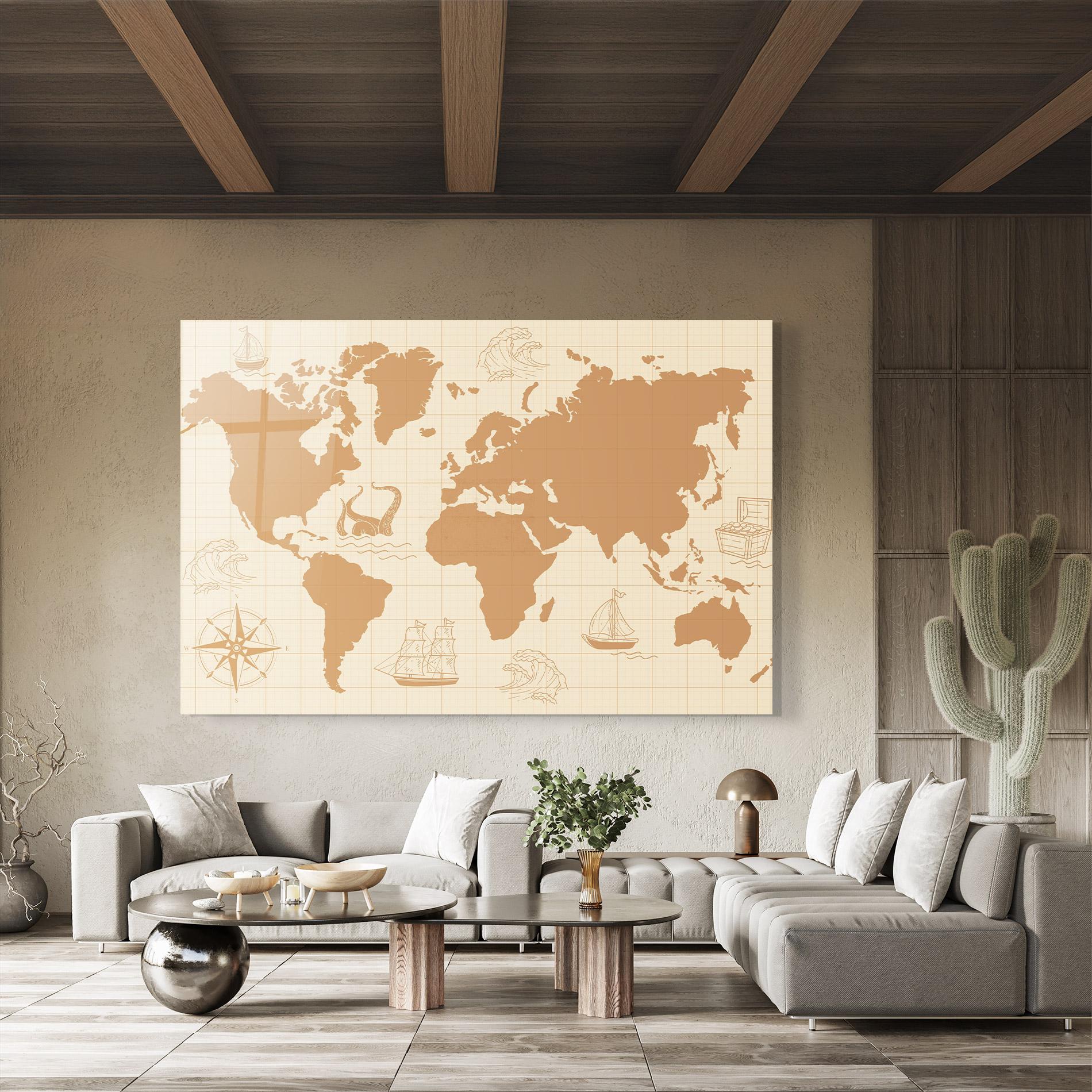 Üvegkép Light Cream Map mockup 8