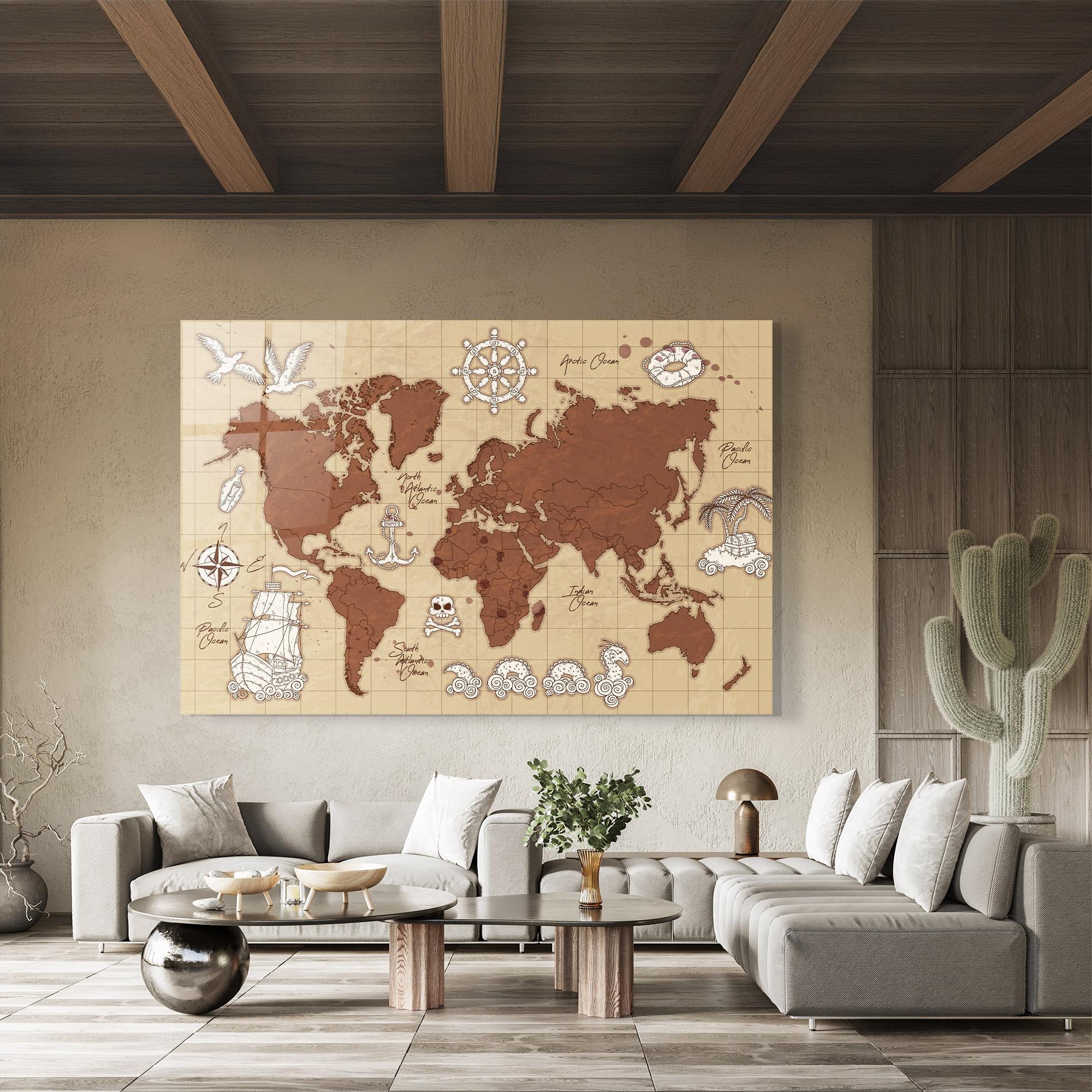 Üvegkép Old Pirate Map mockup 8