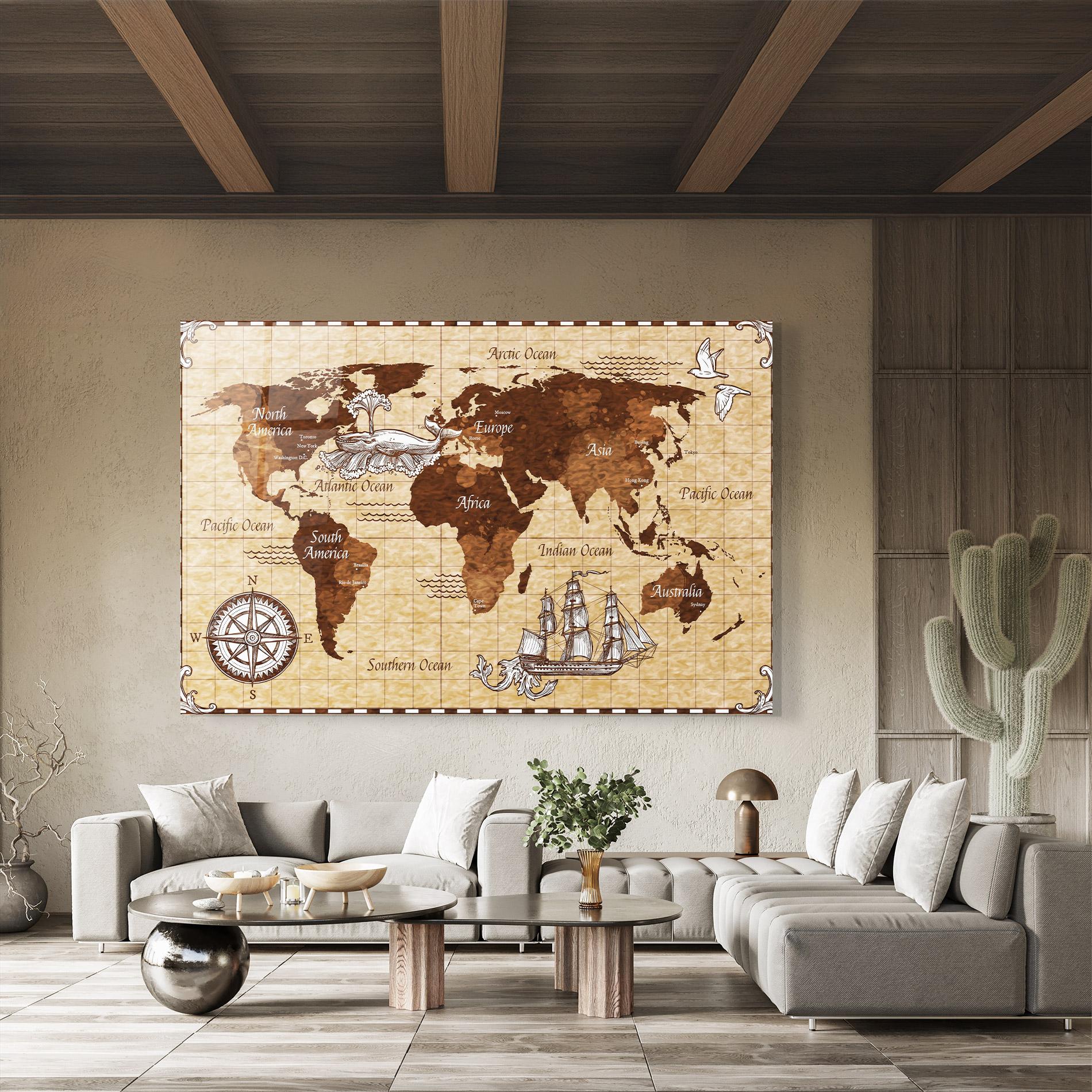 Üvegkép Pirate World Map mockup 8