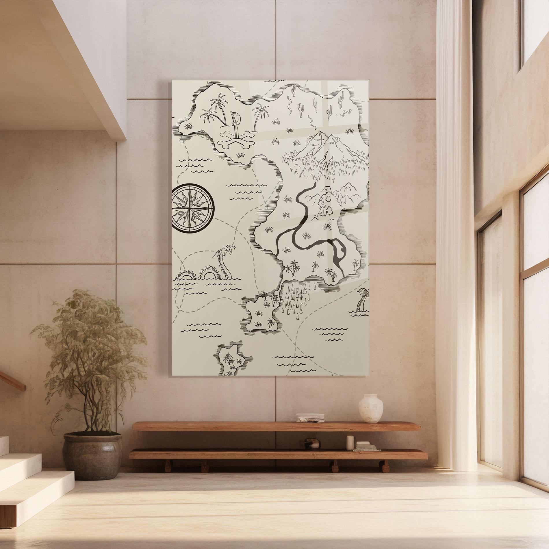 Üvegkép Cream Island Map mockup 8