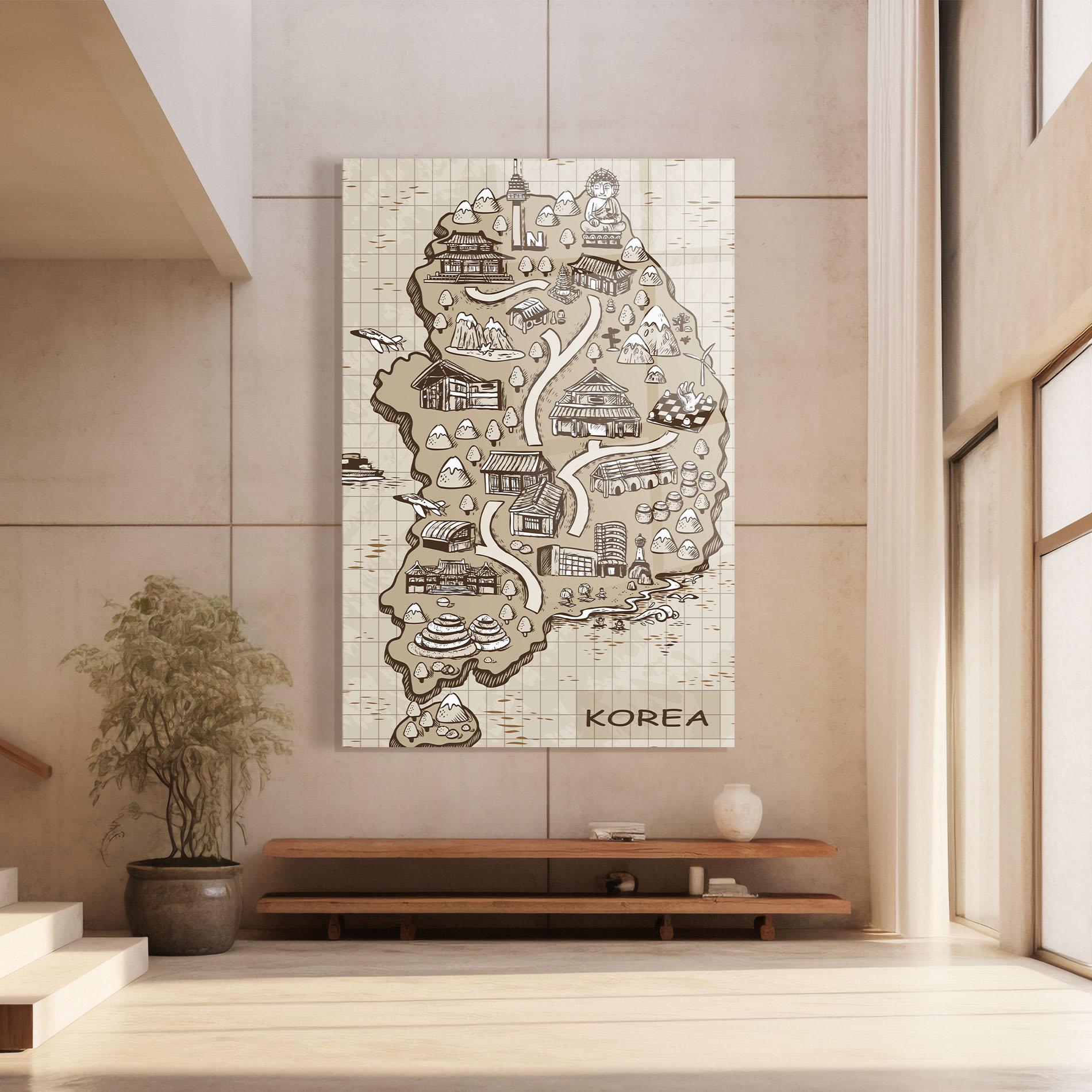 Üvegkép Old Korea Map mockup 8