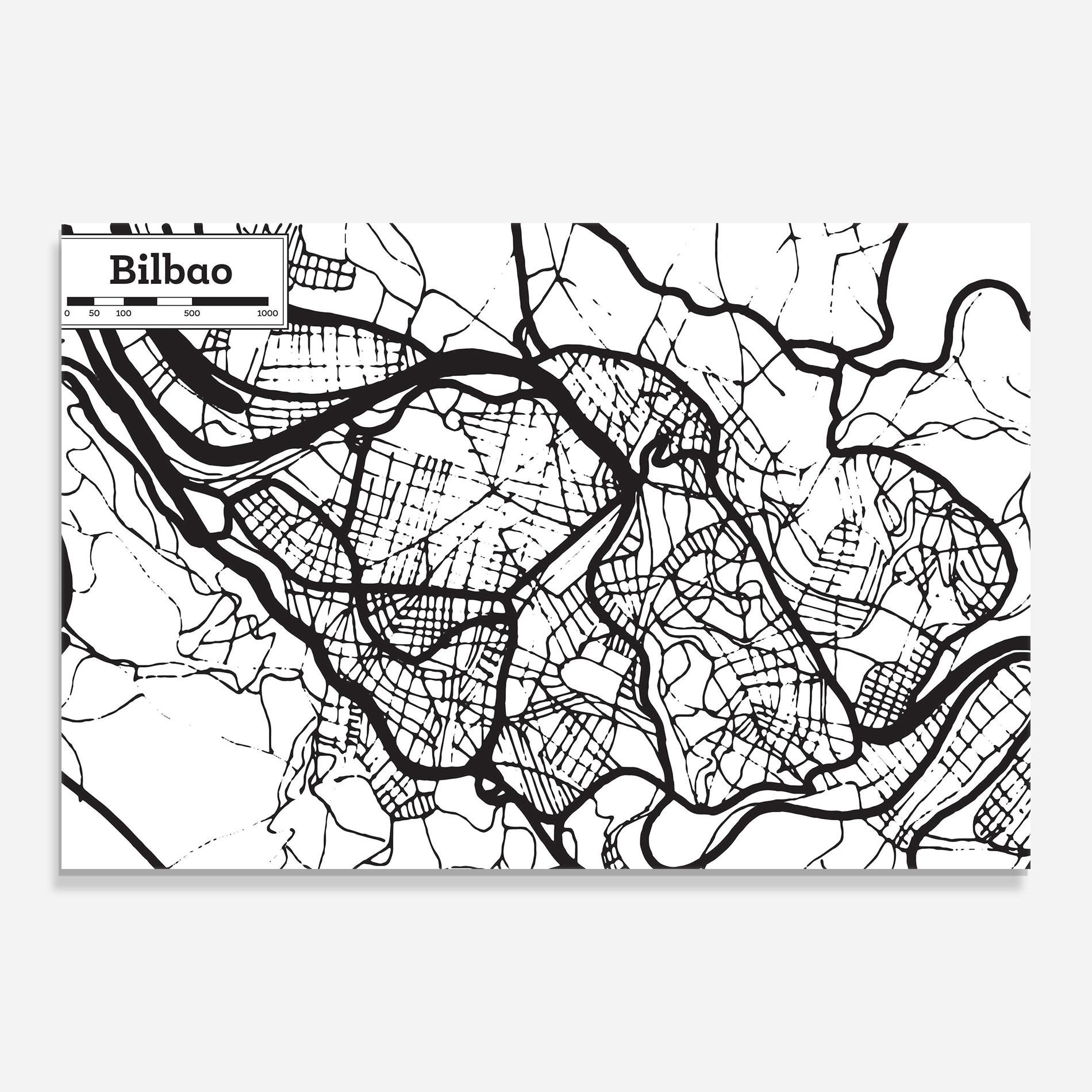 Üvegkép Bilbao Map mockup 0