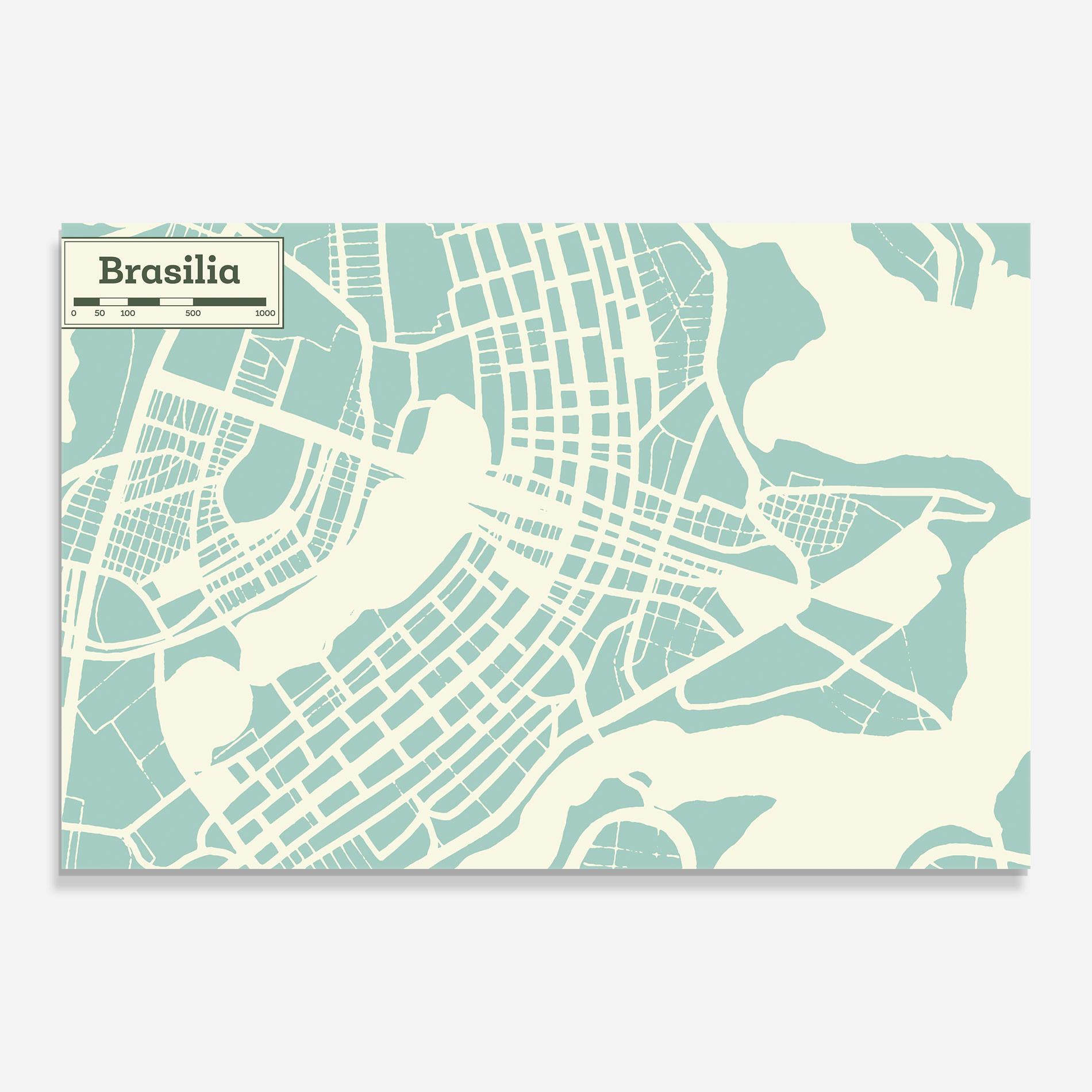 Üvegkép Brasilia Map mockup 0
