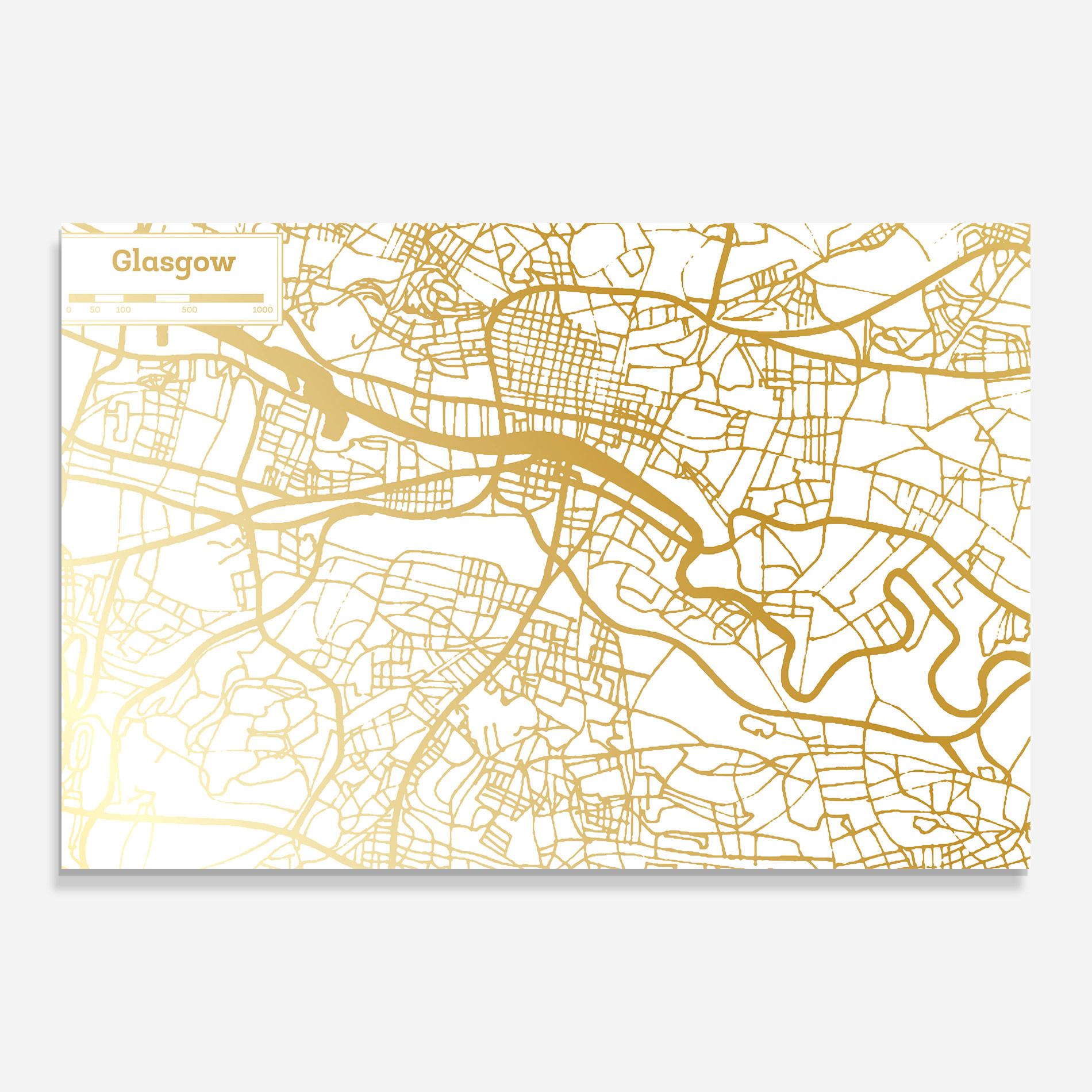 Üvegkép Glasgow Gold Map mockup 0
