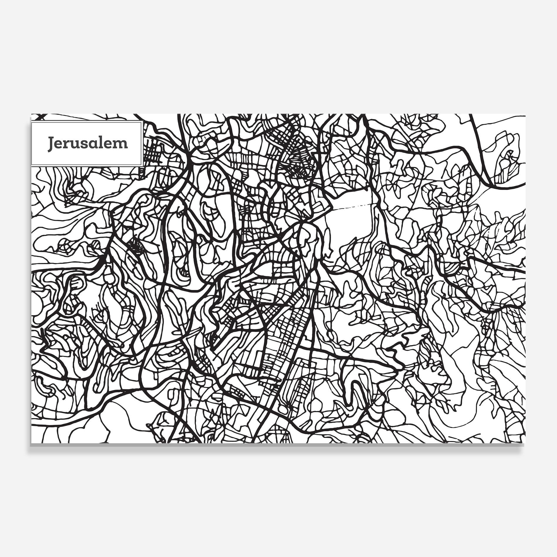 Üvegkép Jerusalem Map mockup 0