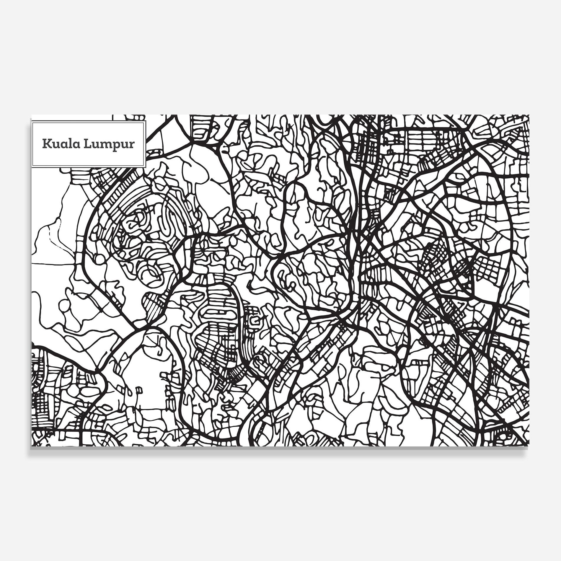 Üvegkép Kuala Lumpur Map mockup 0