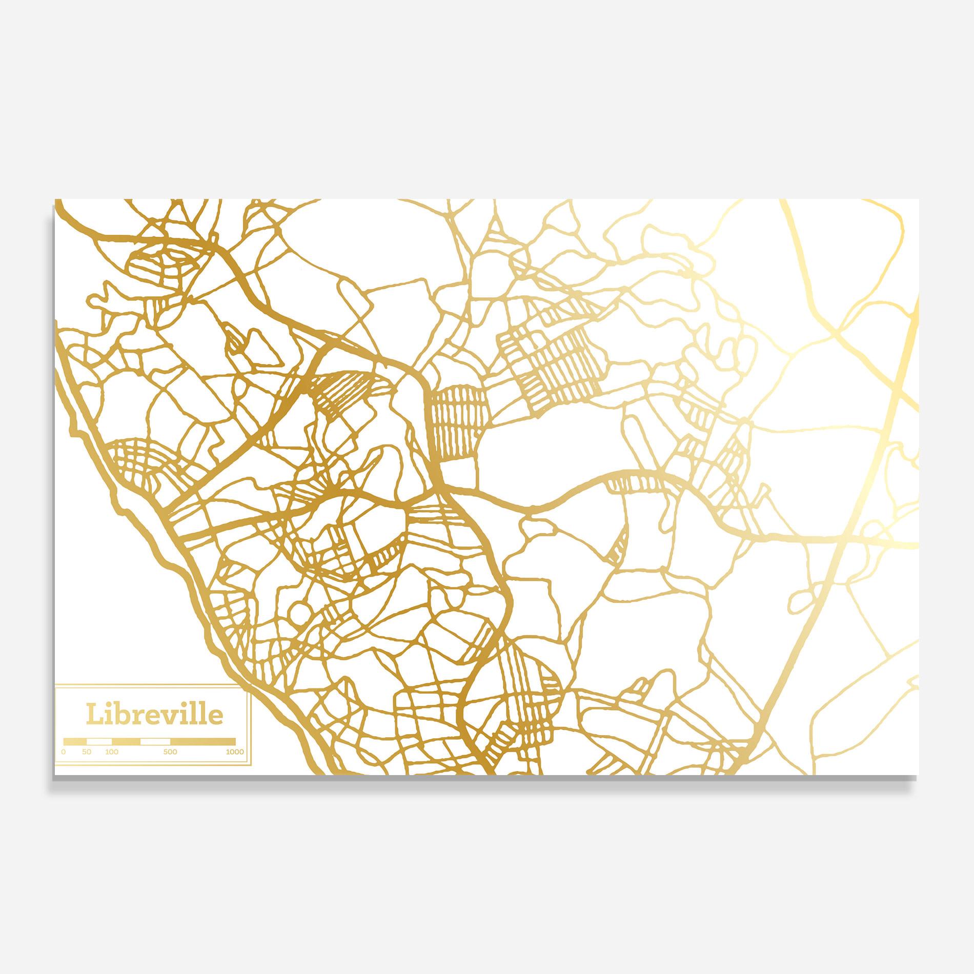 Üvegkép Libreville Gold Map mockup 0