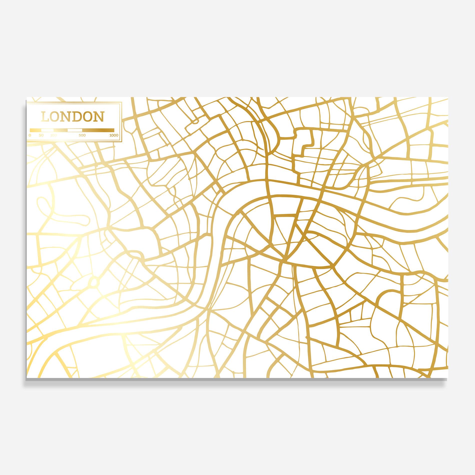 Üvegkép London Gold Map mockup 0