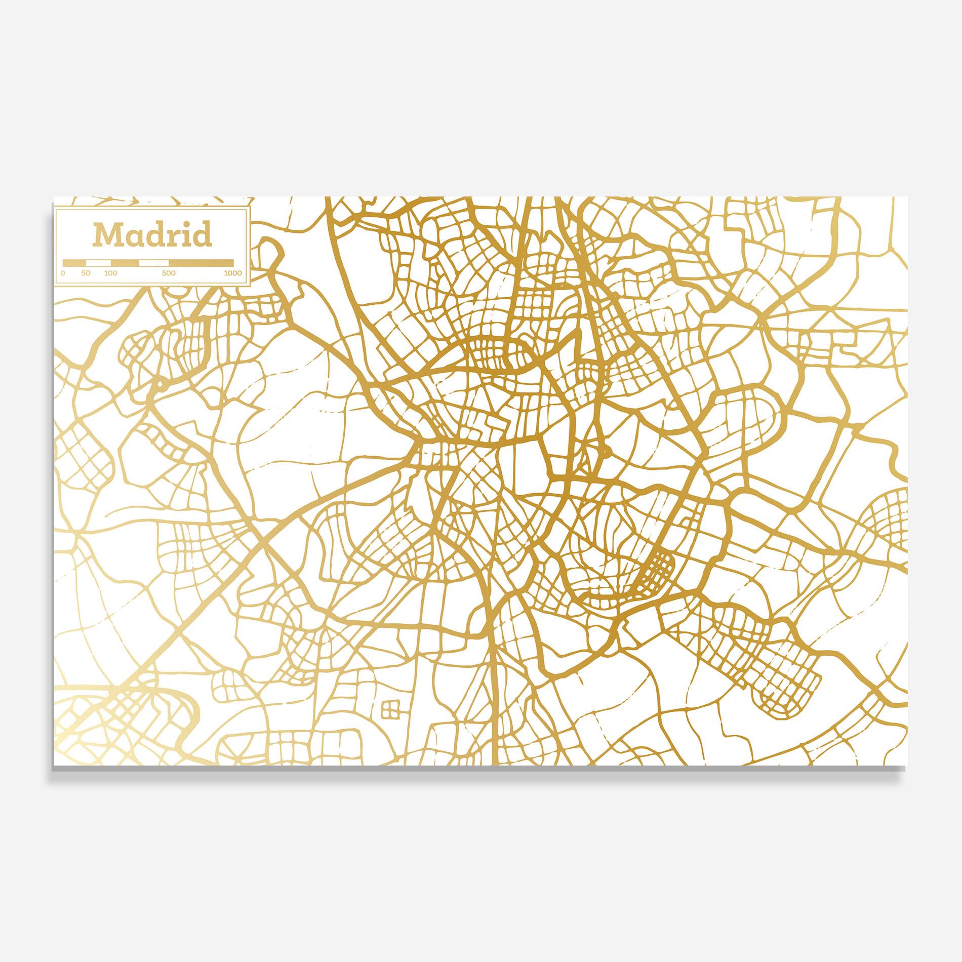 Üvegkép Madrid Gold Map mockup 0