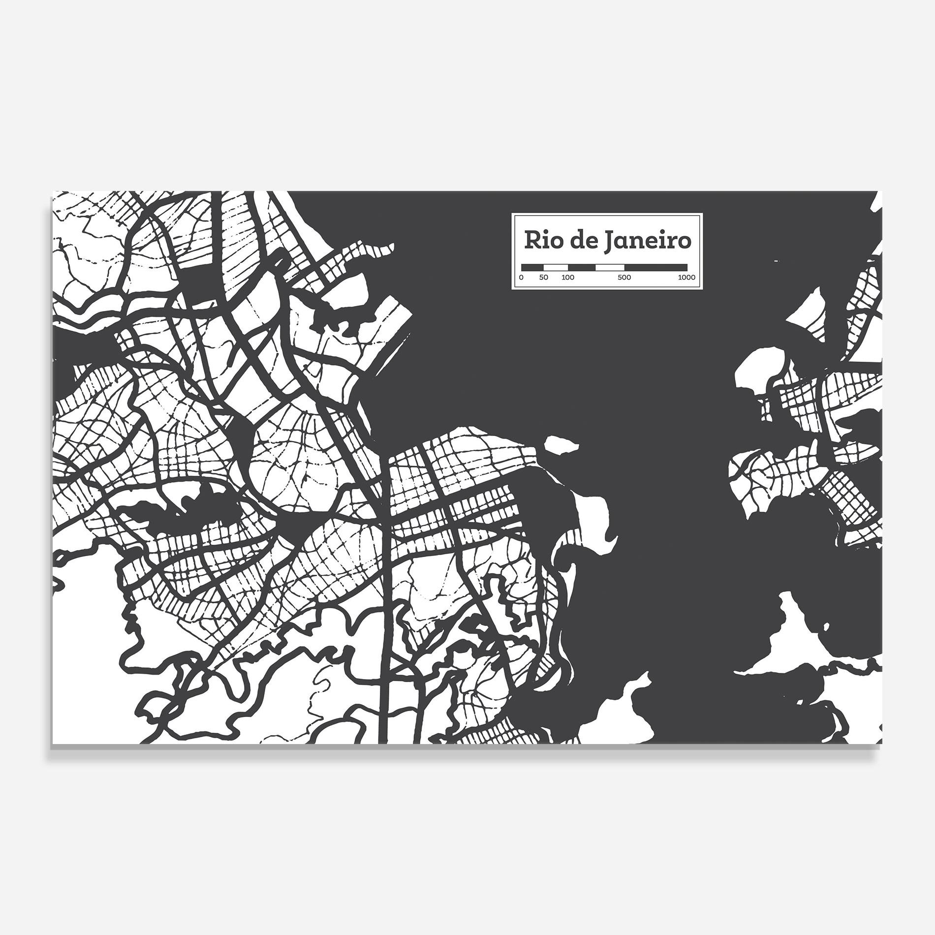 Üvegkép Rio De Janeiro Map mockup 0