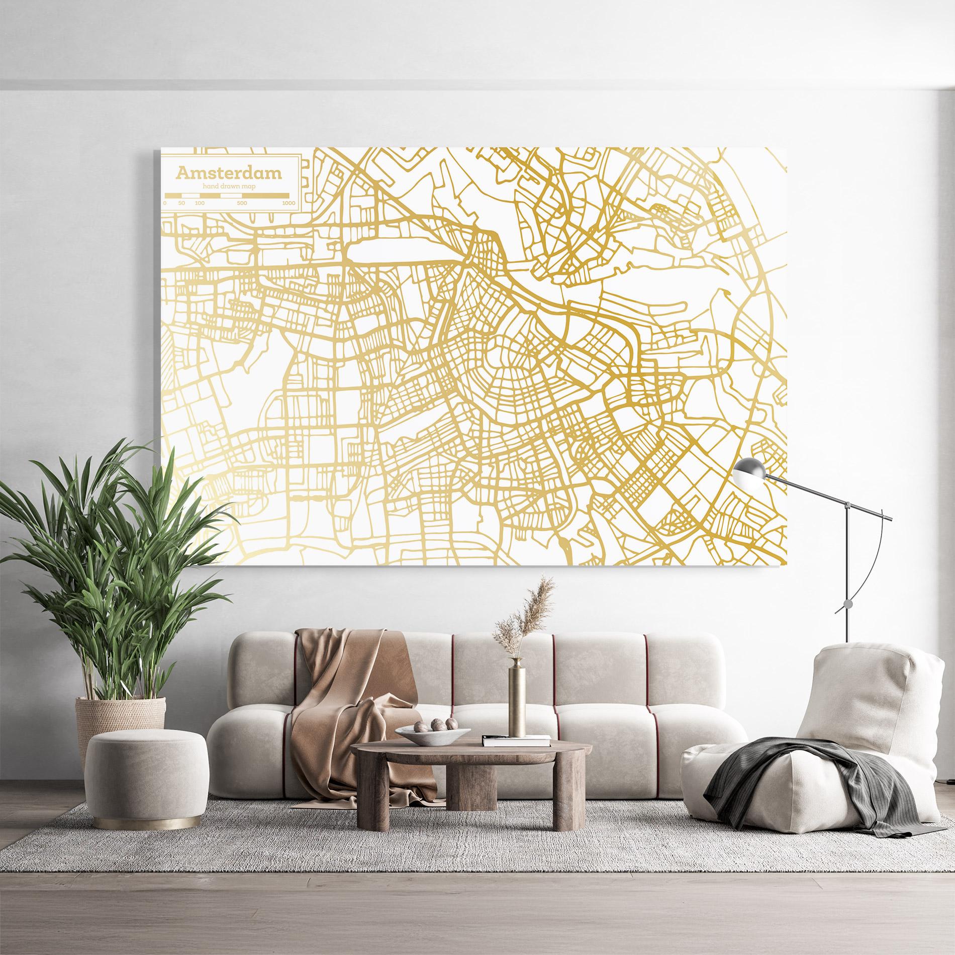 Üvegkép Amsterdam Gold Map mockup 9
