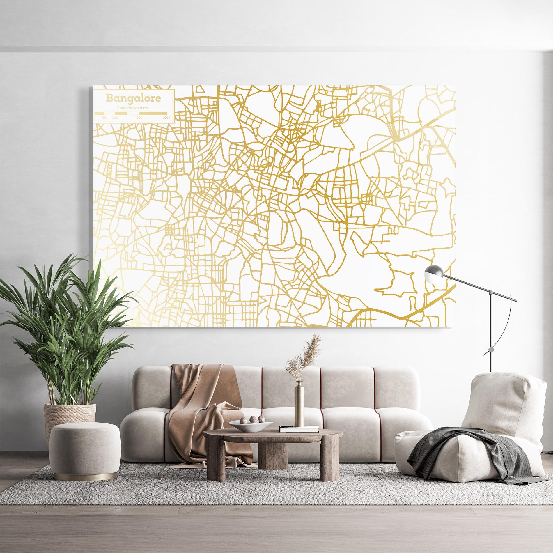 Üvegkép Bangalore Map mockup 9