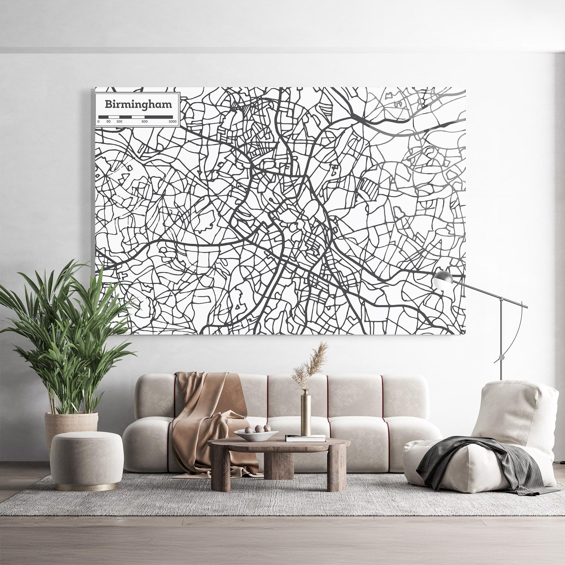 Üvegkép Birmingham Map mockup 9