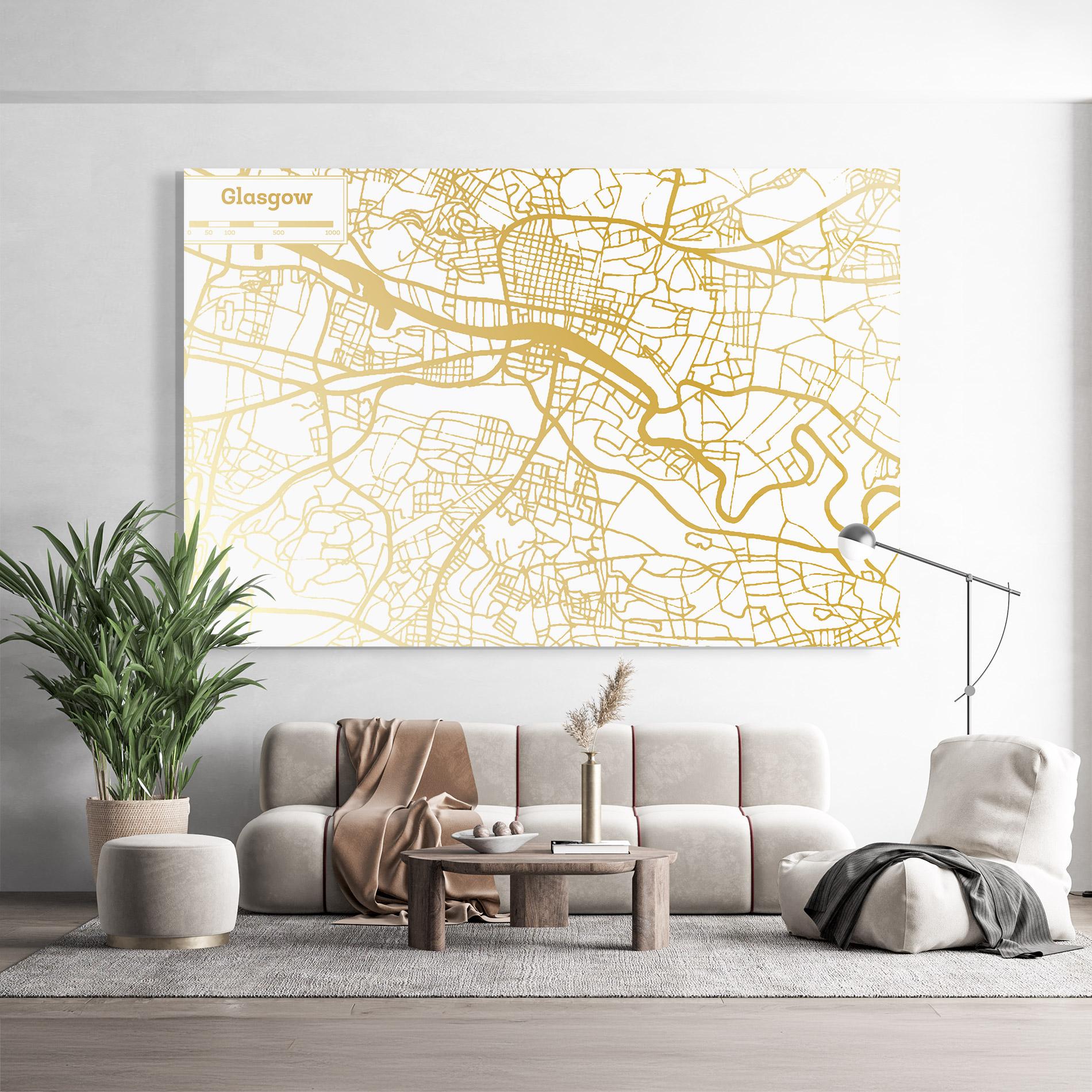 Üvegkép Glasgow Gold Map mockup 9