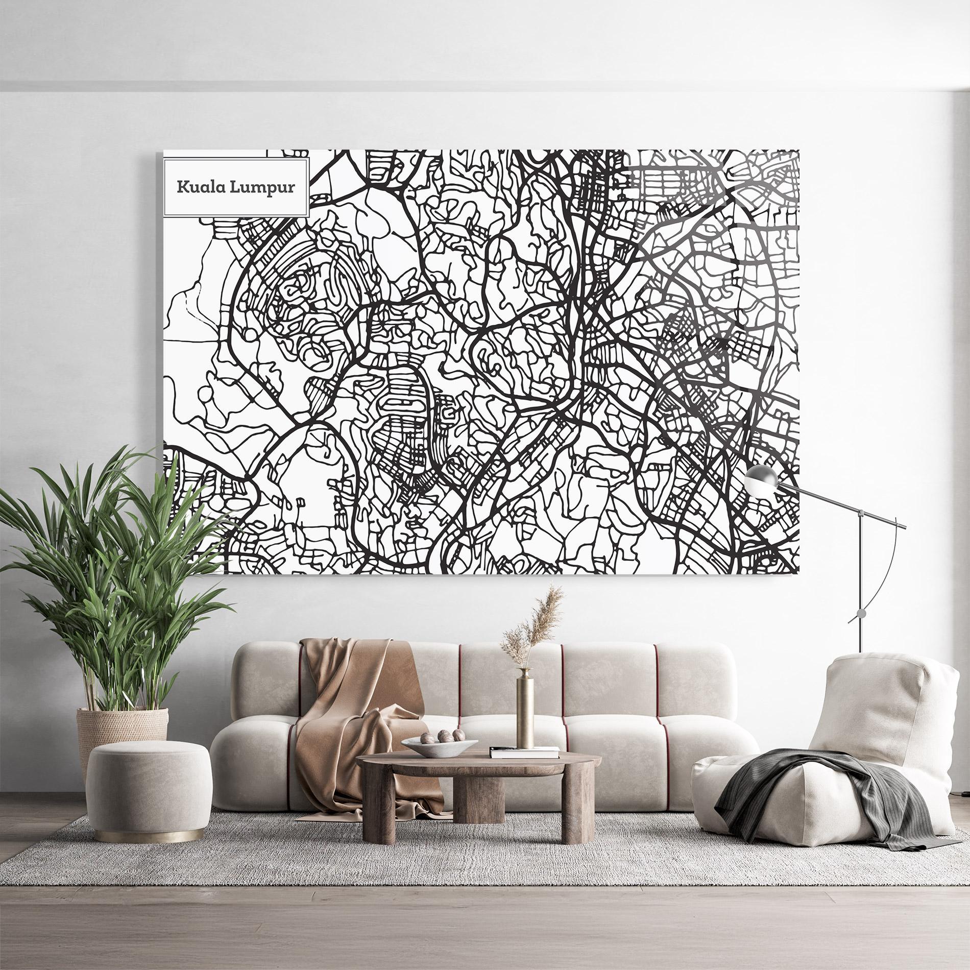 Üvegkép Kuala Lumpur Map mockup 9