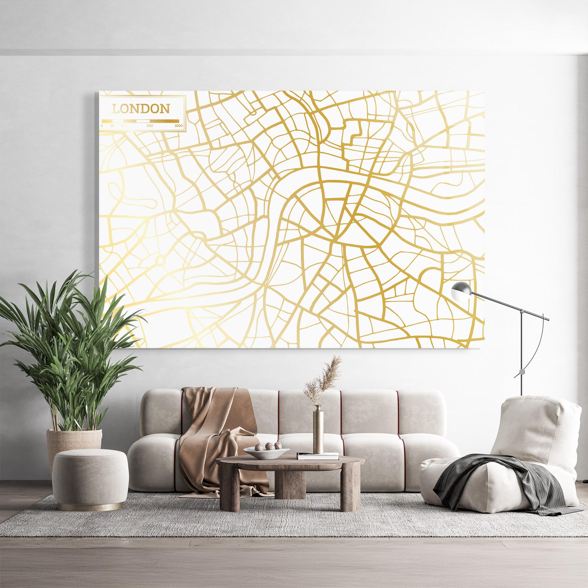 Üvegkép London Gold Map mockup 9