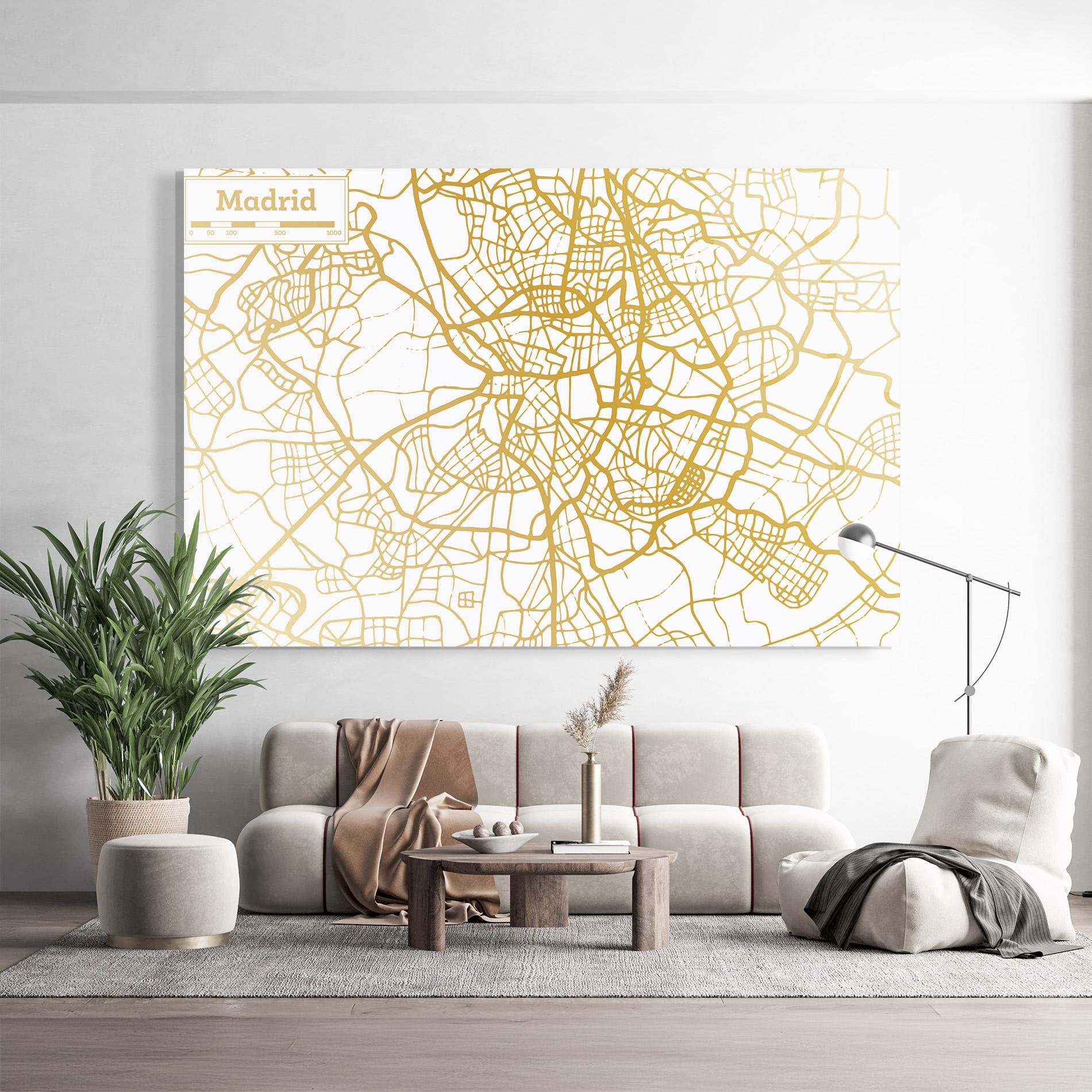 Üvegkép Madrid Gold Map mockup 9