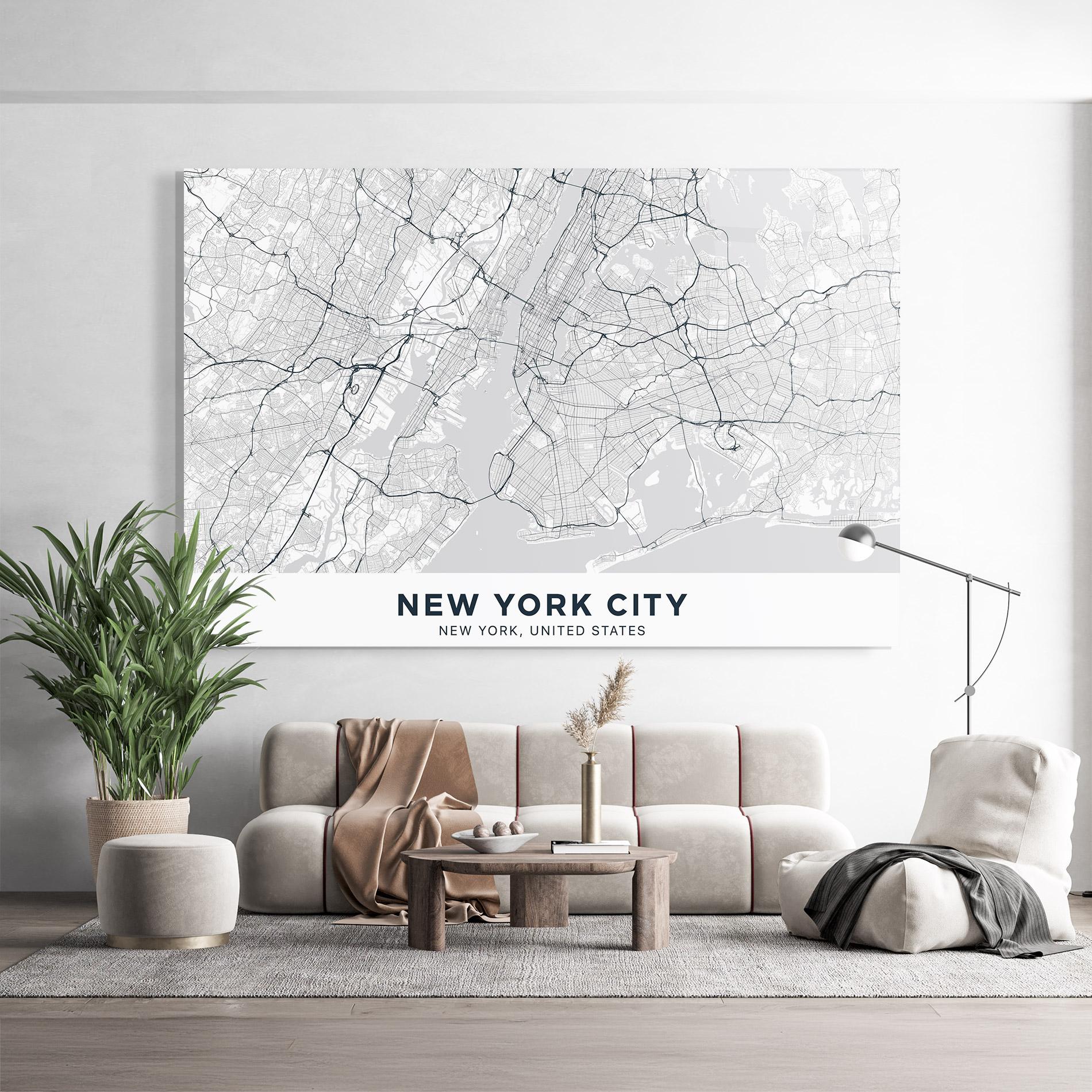 Üvegkép New York Map mockup 9