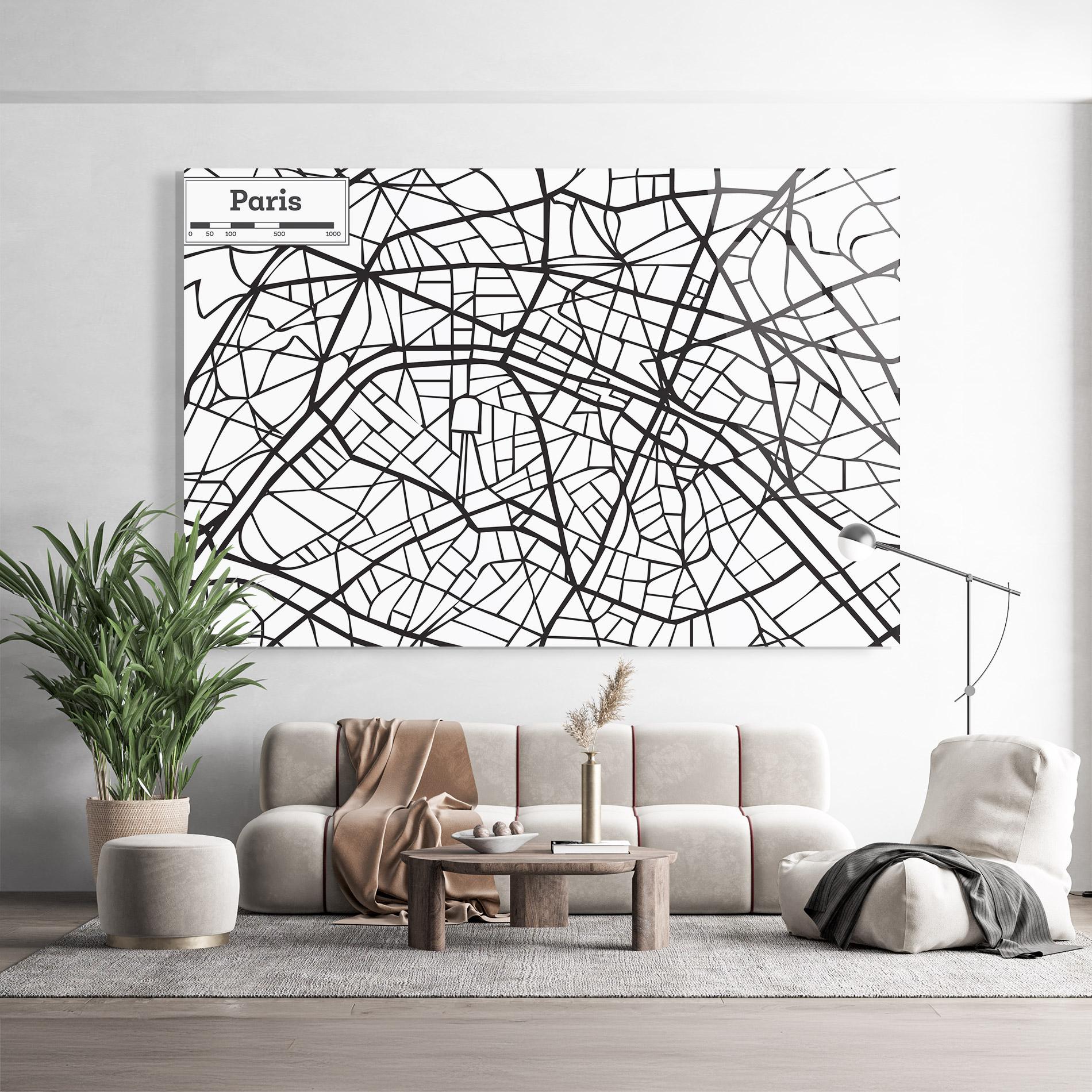 Üvegkép Paris Map mockup 9