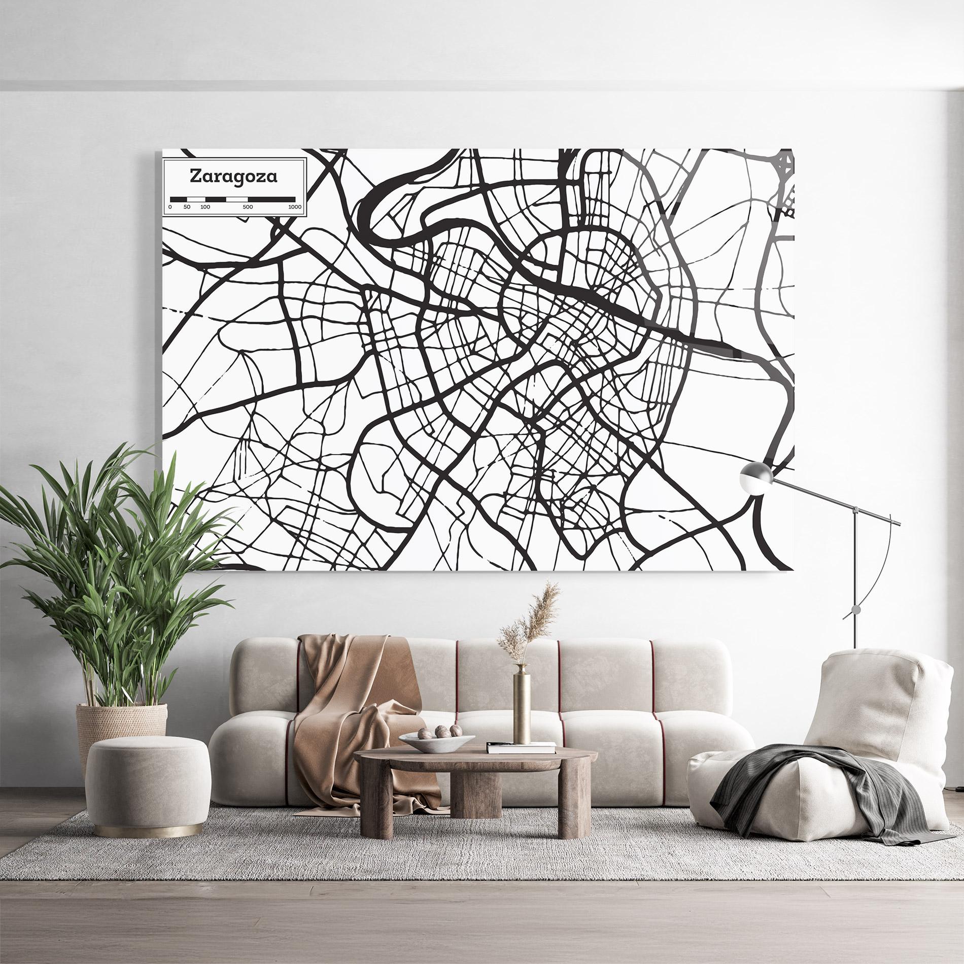 Üvegkép Zaragoza City Map mockup 9